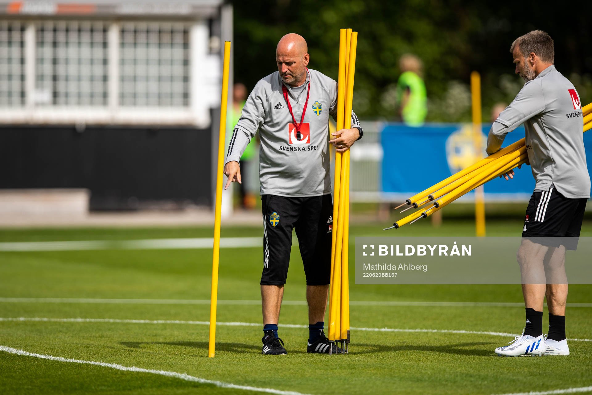 Assistant coach Magnus Wikman of the Swedish women's national football team during a training session on June 20, 2022 in Båstad. 