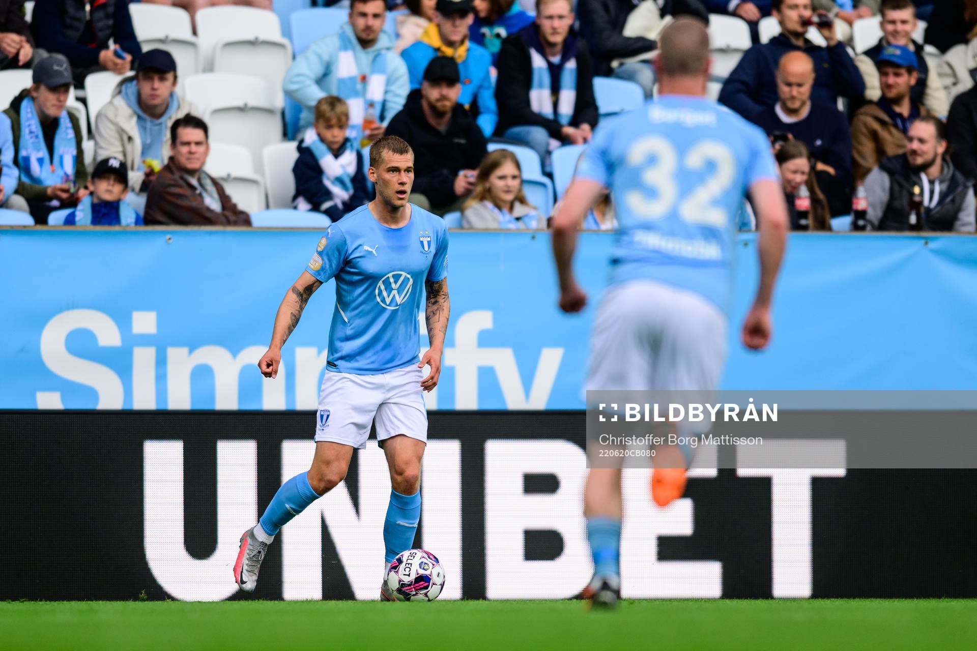Malmö FFs Felix Beijmo under träningsmatchen i fotboll mellan Malmö FF och Trelleborg den 20 juni 2022 i Malmö. 