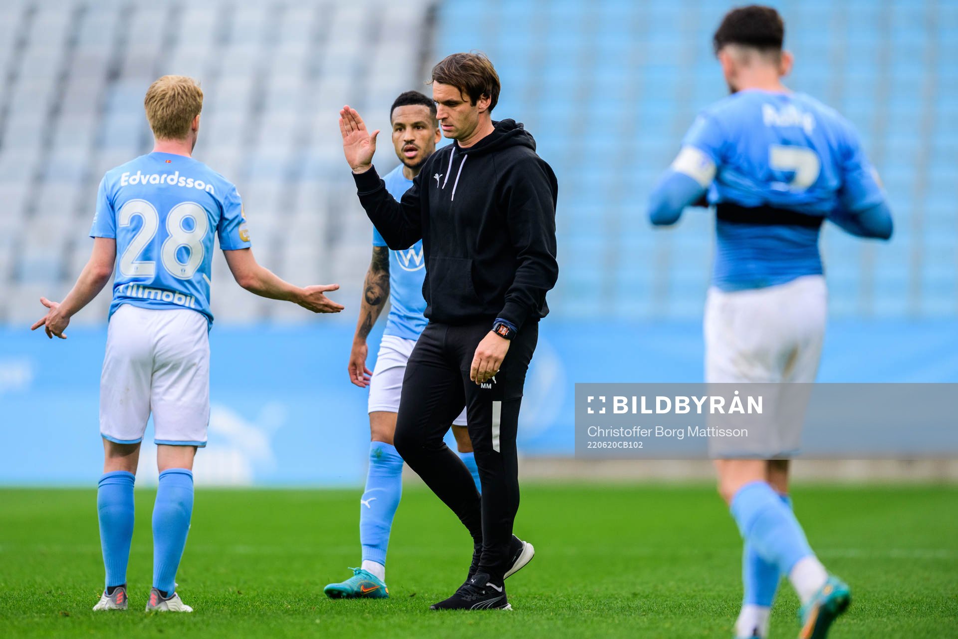 Malmö FFs David Edvardsson och tränare Milos Milojevic