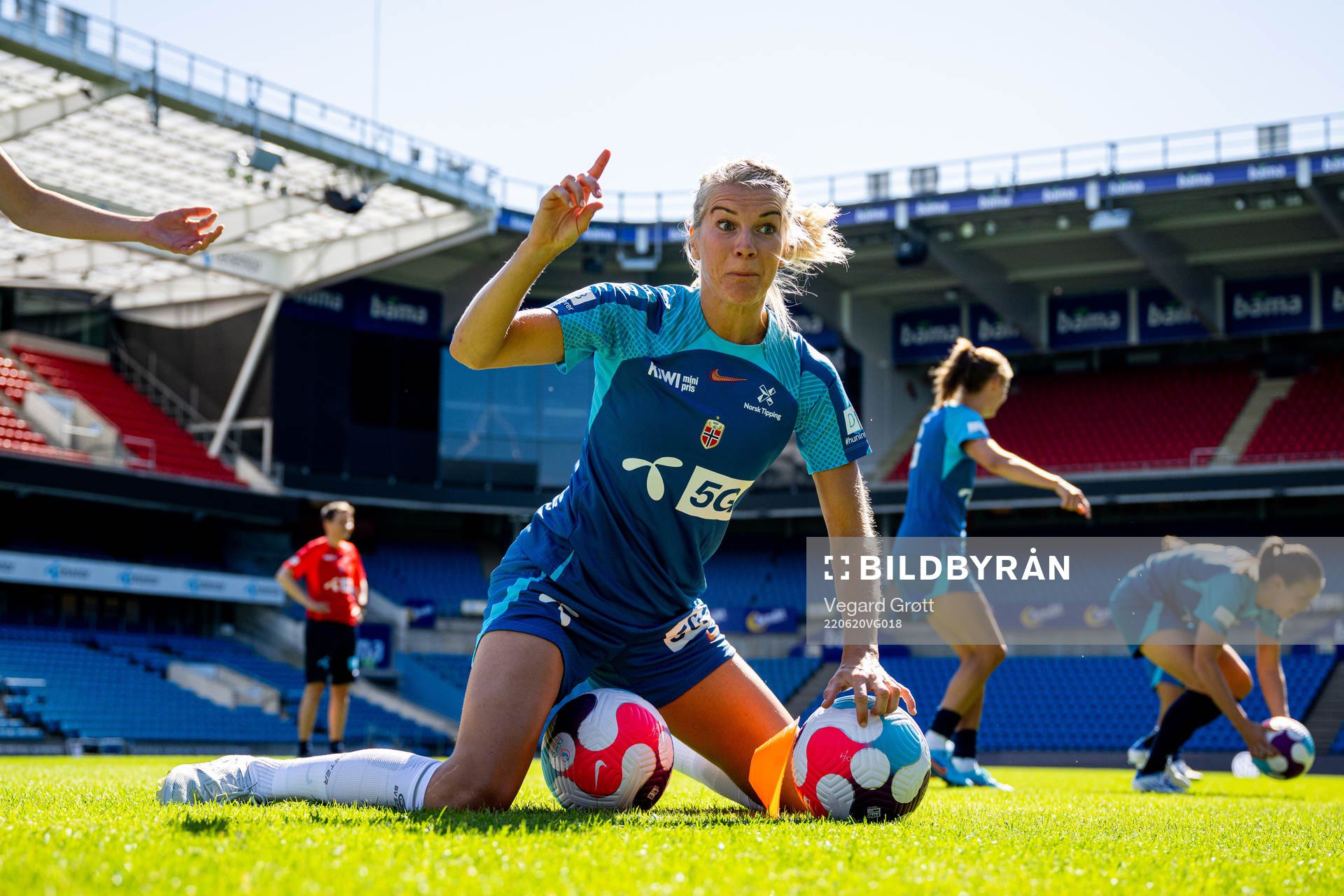 Ada Hegerberg of the Norwegian women's national football team during a training session on June 20, 2022 in Oslo. 