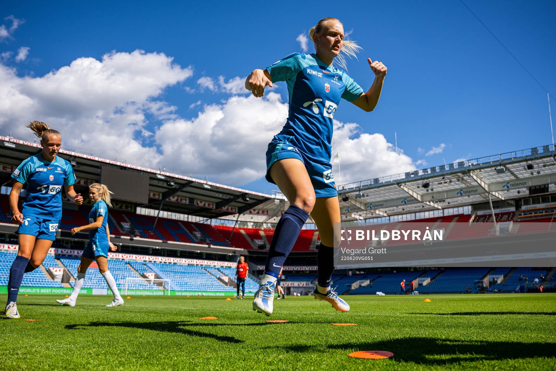 Karina Sævik of the Norwegian women's national football team during a training session on June 20, 2022 in Oslo. 