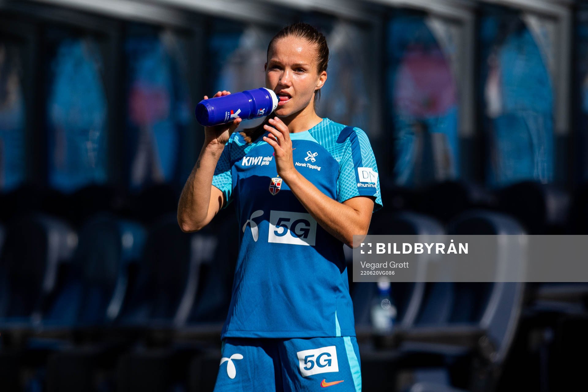 Guro Reiten of the Norwegian women's national football team during a training session on June 20, 2022 in Oslo. 