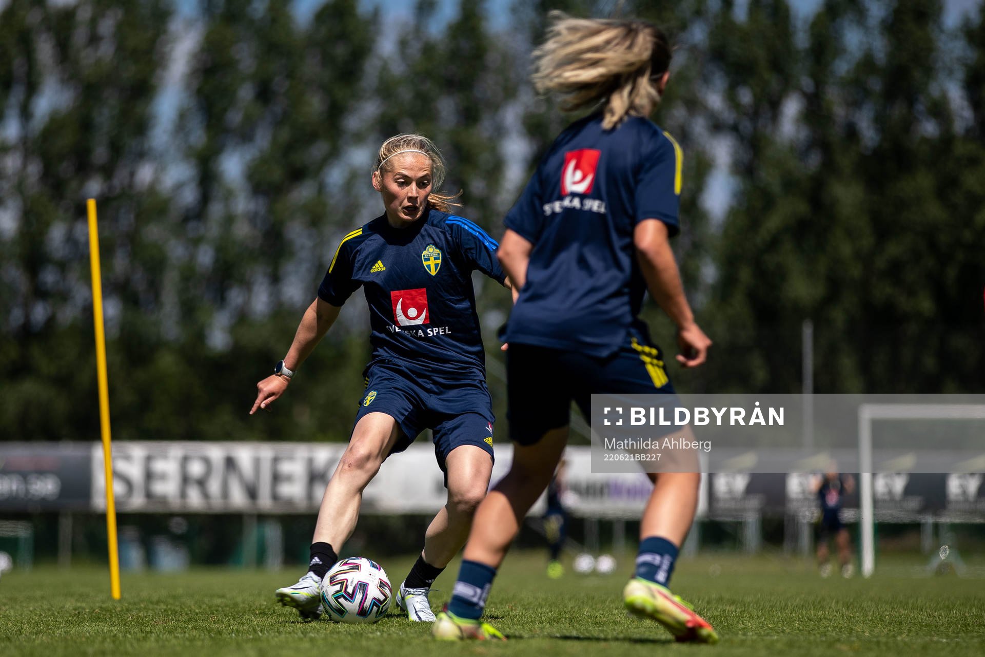 Paulina Nyström under en träning med Sveriges U23 damlandslag den 21 juni 2022 i Helsingborg. 