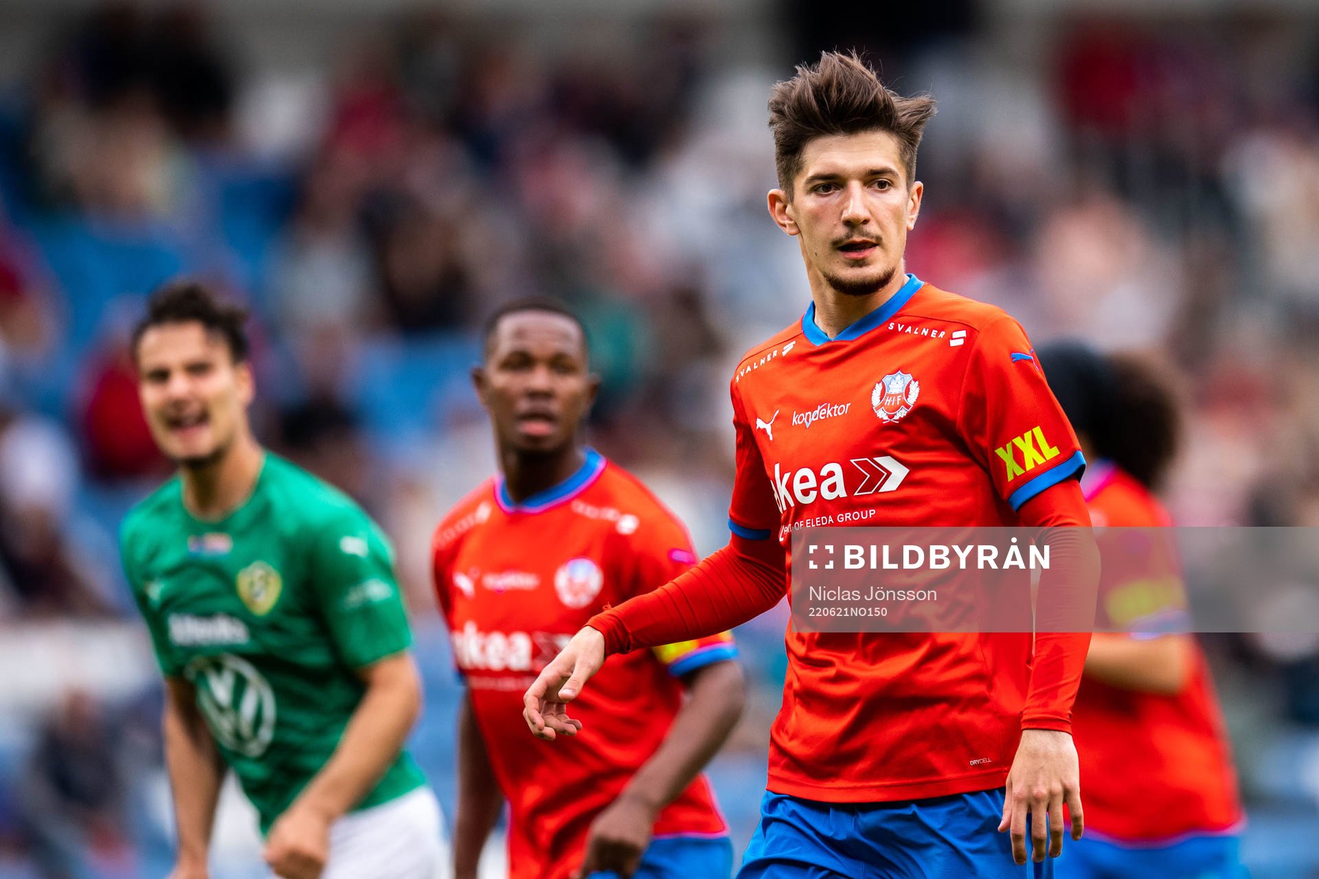 Helsingborgs Armin Gigovic under träningsmatchen mellan Helsingborg och Jönköpings Södra den 21 juni 2022 i Helsingborg. 