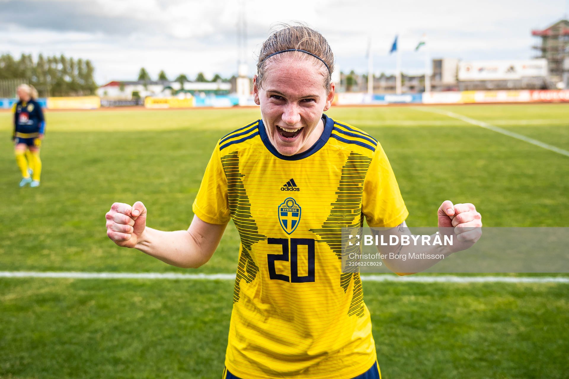 Linn Vickius of Sweden celebrates