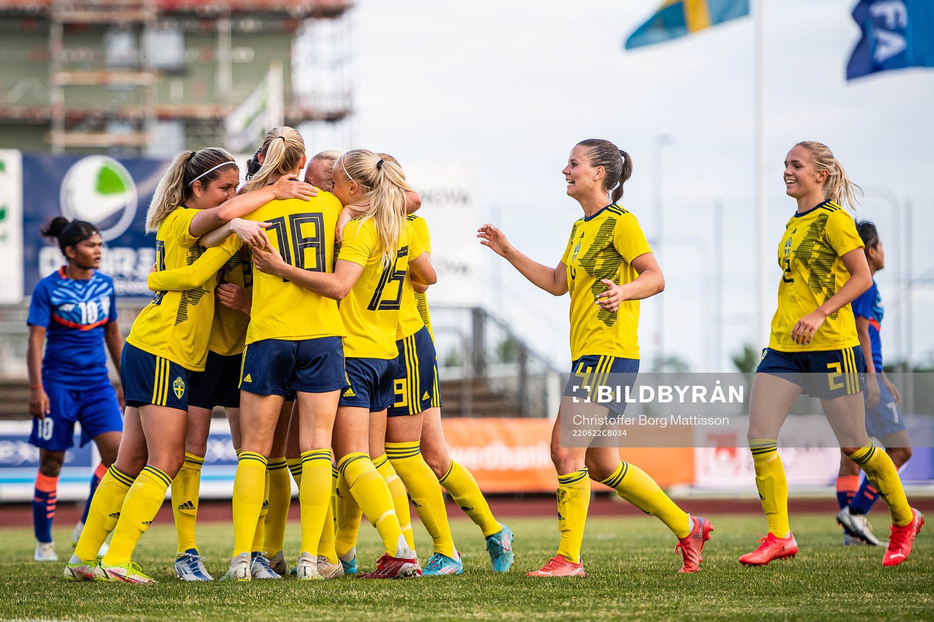 Linn Vickius of Sweden celebrate with teammates