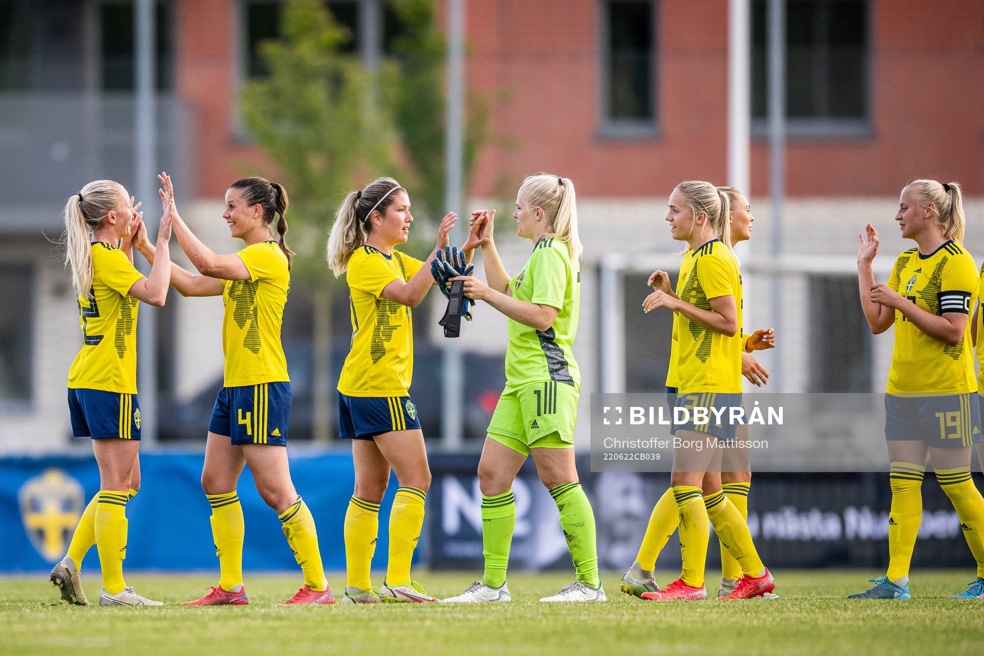 Players of Sweden celebrate