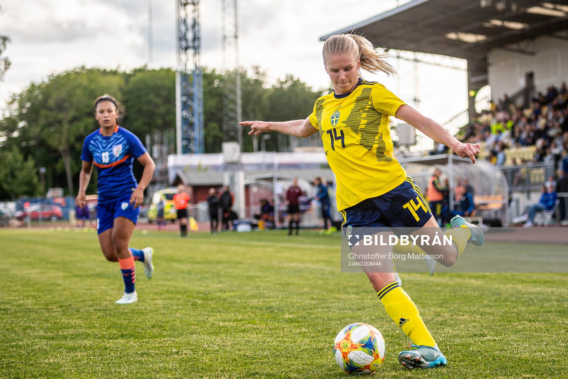 Nellie Lilja of Sweden during the international friendly football match between Sweden and India June 22, 2022 in Ängelholm.
