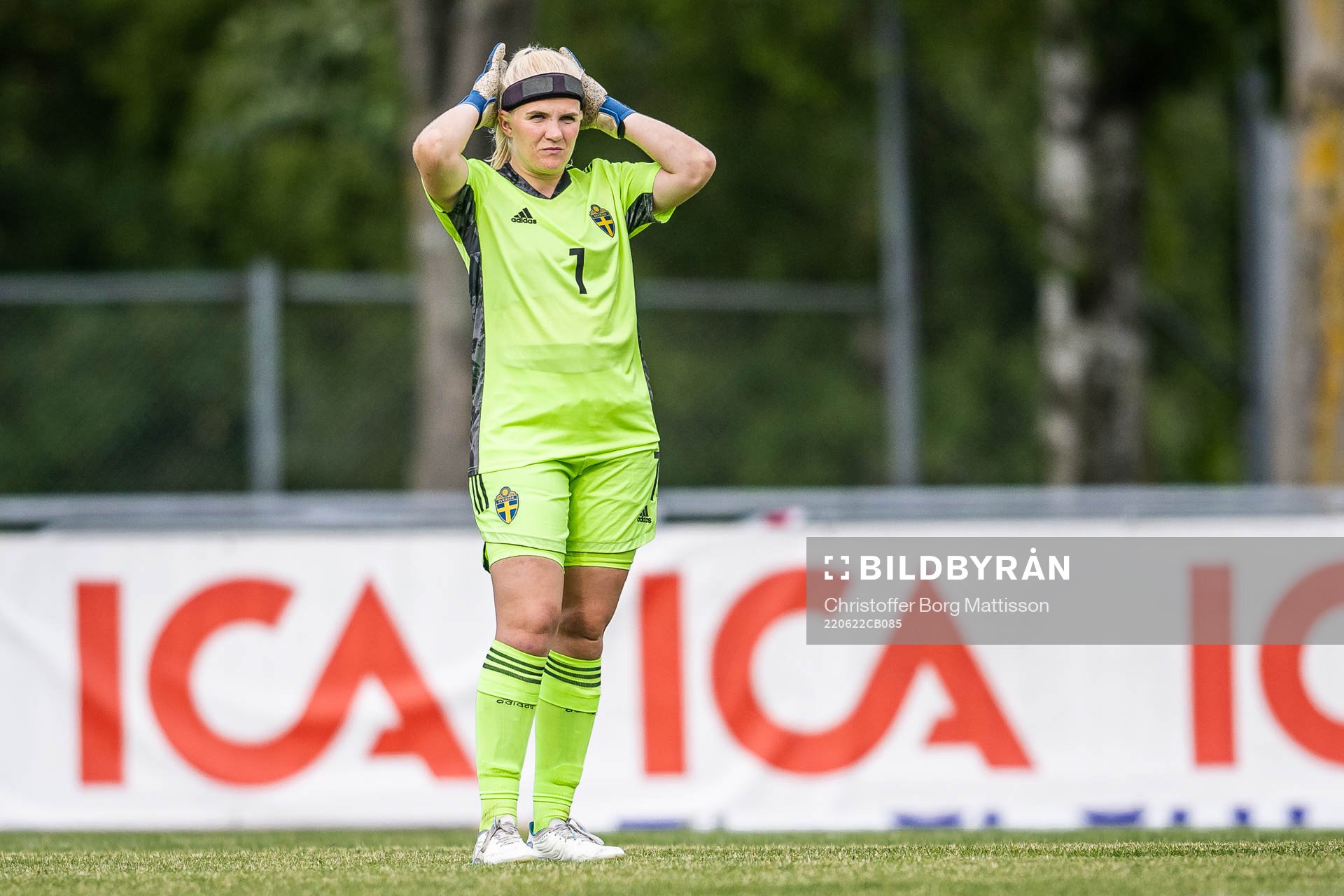 Goalkeeper Emma Holmgren of Sweden