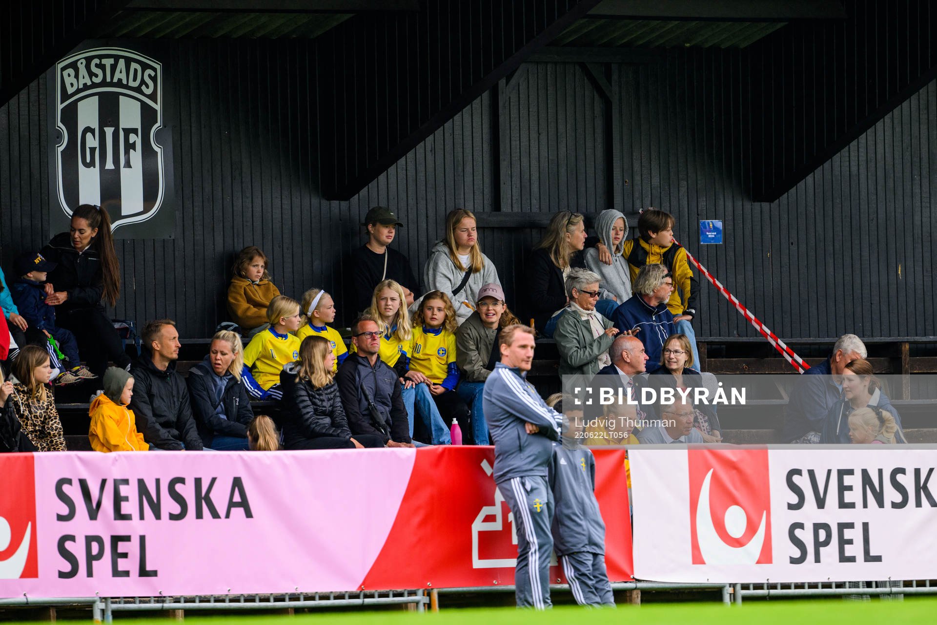 Spectators watch a training session with the of Sweden