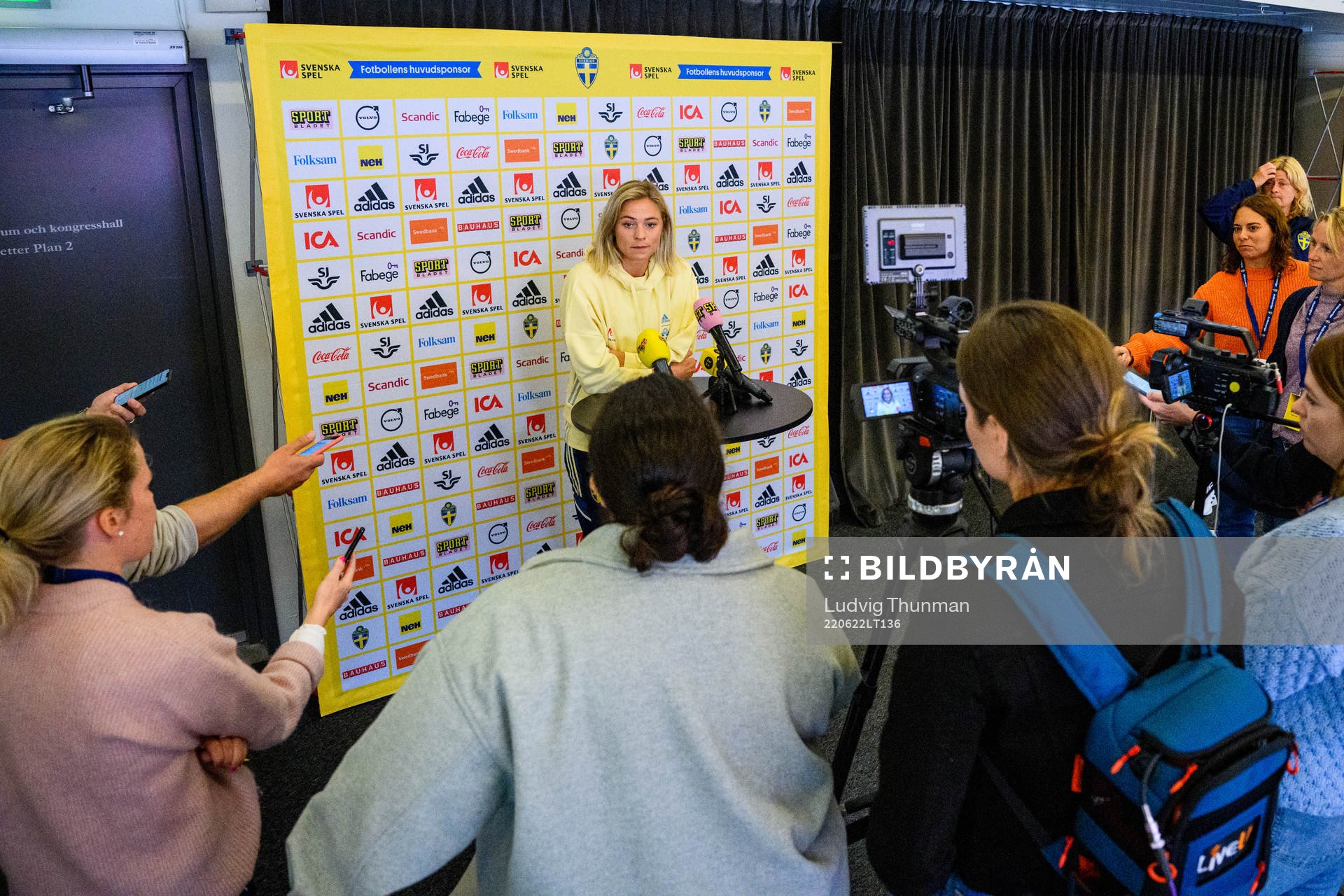 Fridolina Rolfö is interviewed by the media