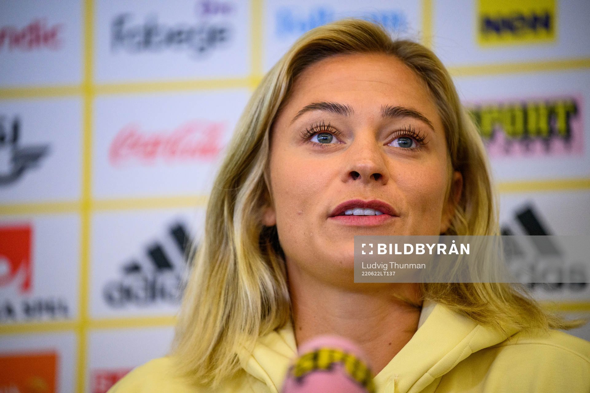 Fridolina Rolfö is interviewed by the media
