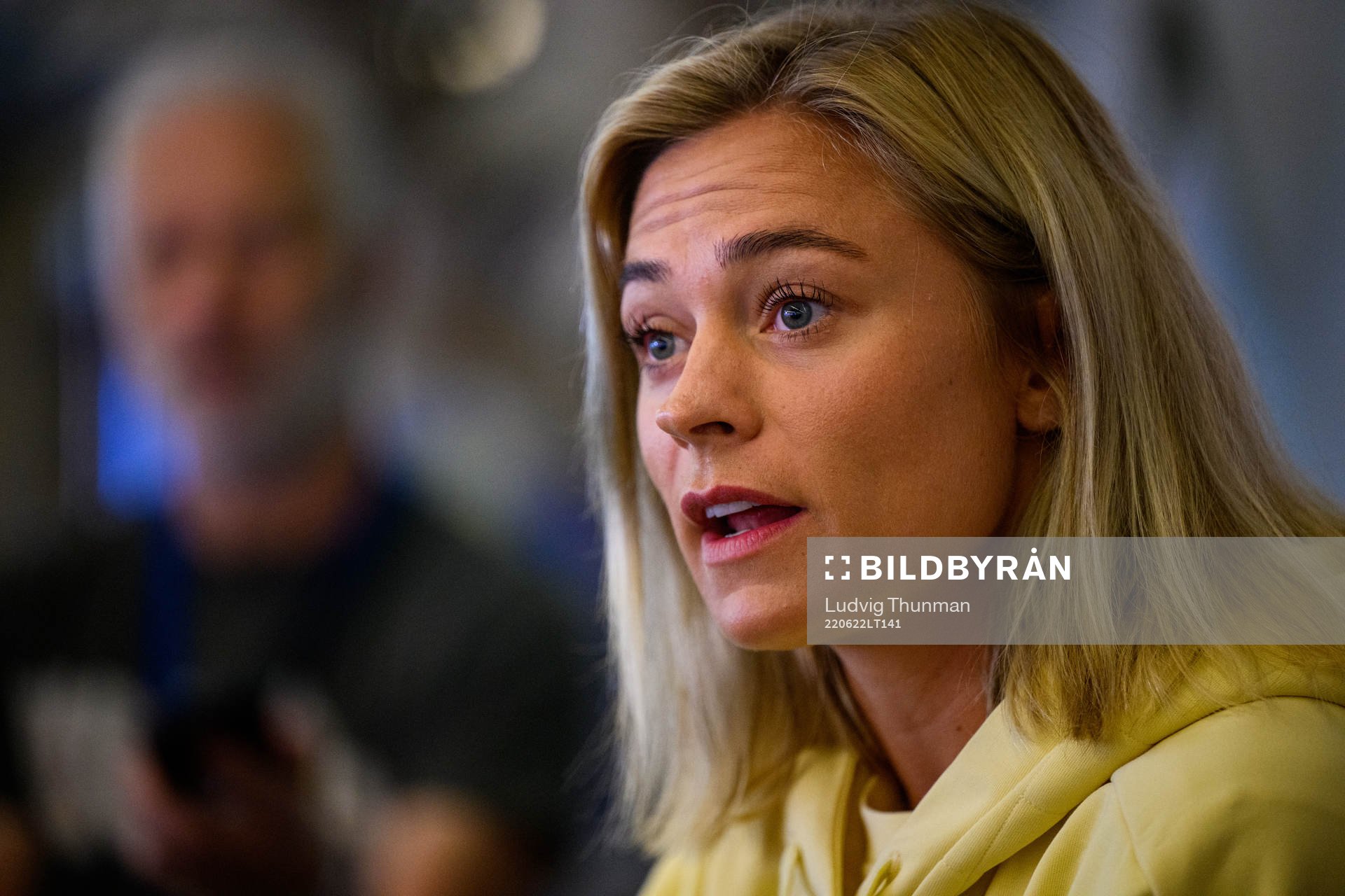 Fridolina Rolfö is interviewed by the media