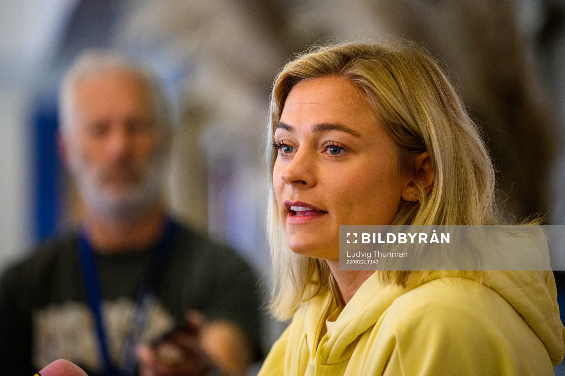 Fridolina Rolfö is interviewed by the media