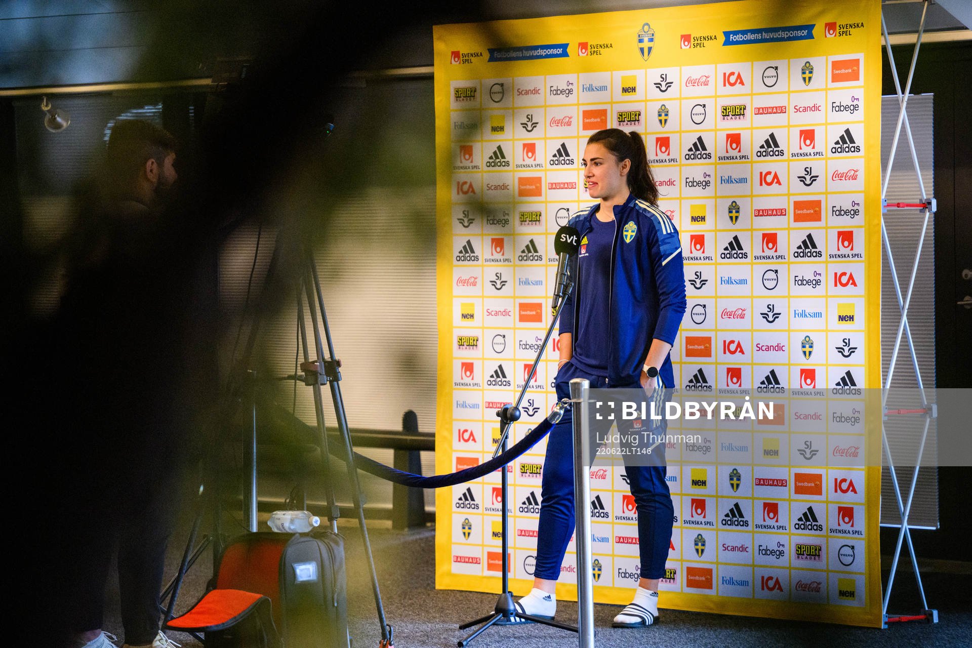 Goalkeeper Zećira Mušović is interviewed by the media