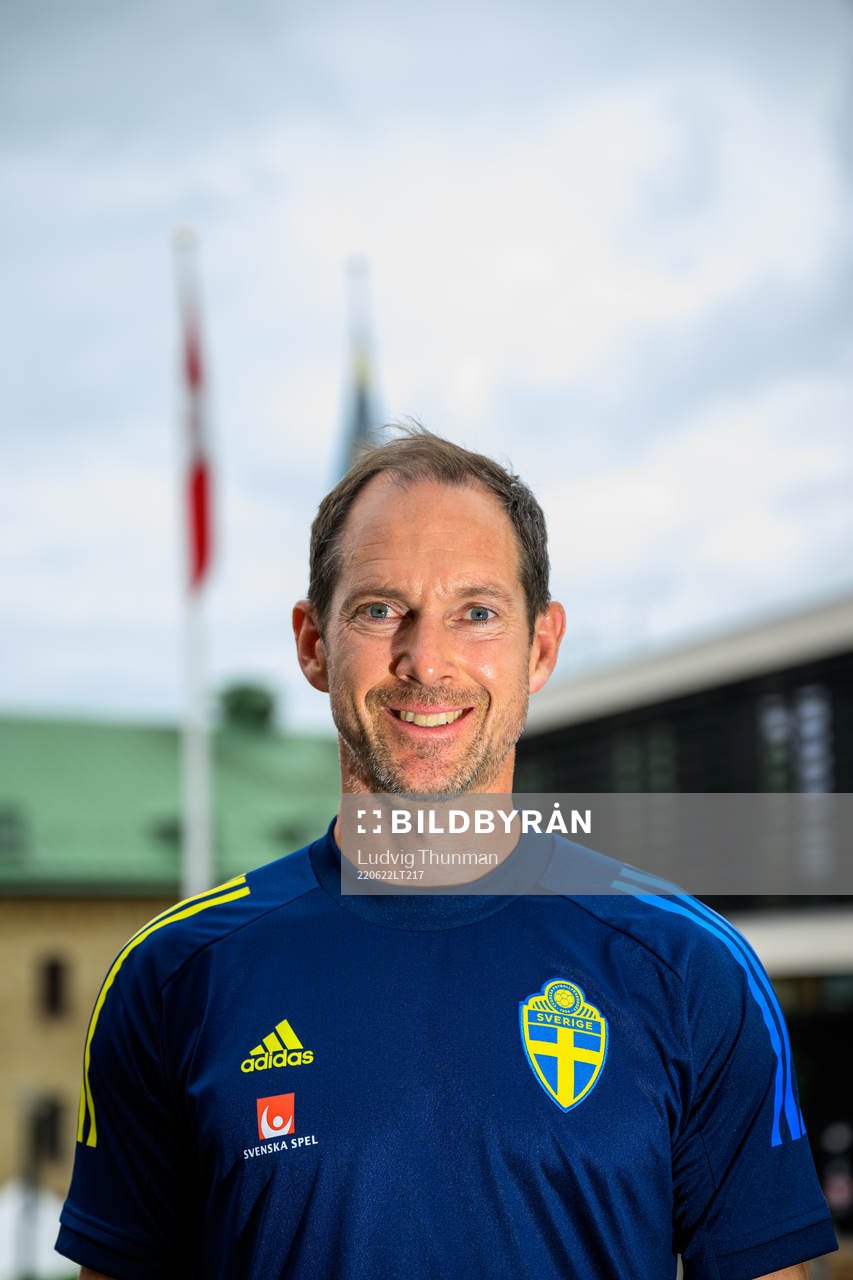 Martin Bergqvist, physio poses for a portrait during a photo shoot with the staff of the women's national football team of Sweden on June 22, 2022 in Båstad.