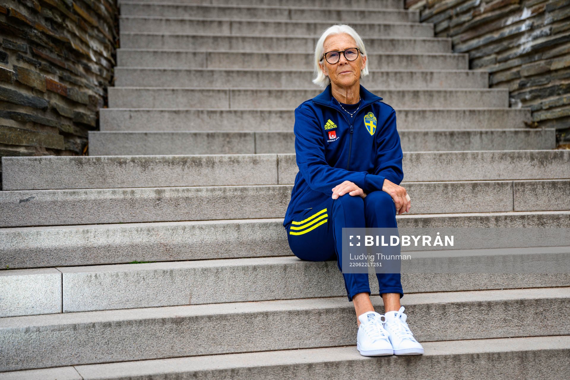 Anna-Lena Kjellman, kit manager, poses for a portrait during a photo shoot with the staff of the women's national football team of Sweden on June 22, 2022 in Båstad. 