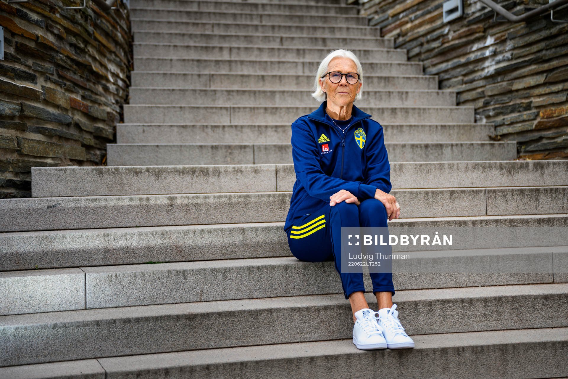 Anna-Lena Kjellman, kit manager, poses for a portrait during a photo shoot with the staff of the women's national football team of Sweden on June 22, 2022 in Båstad. 