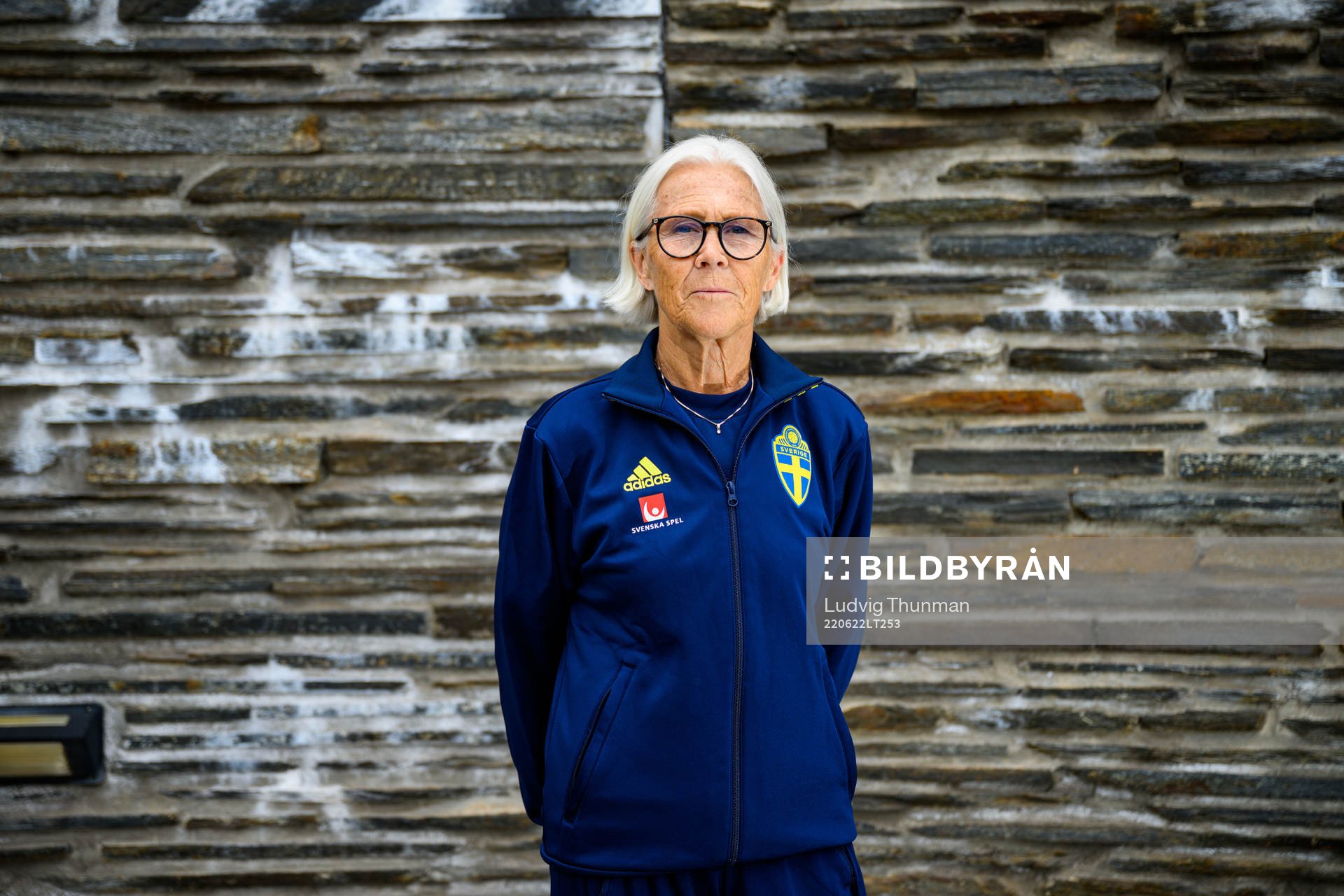 Anna-Lena Kjellman, kit manager, poses for a portrait during a photo shoot with the staff of the women's national football team of Sweden on June 22, 2022 in Båstad. 
