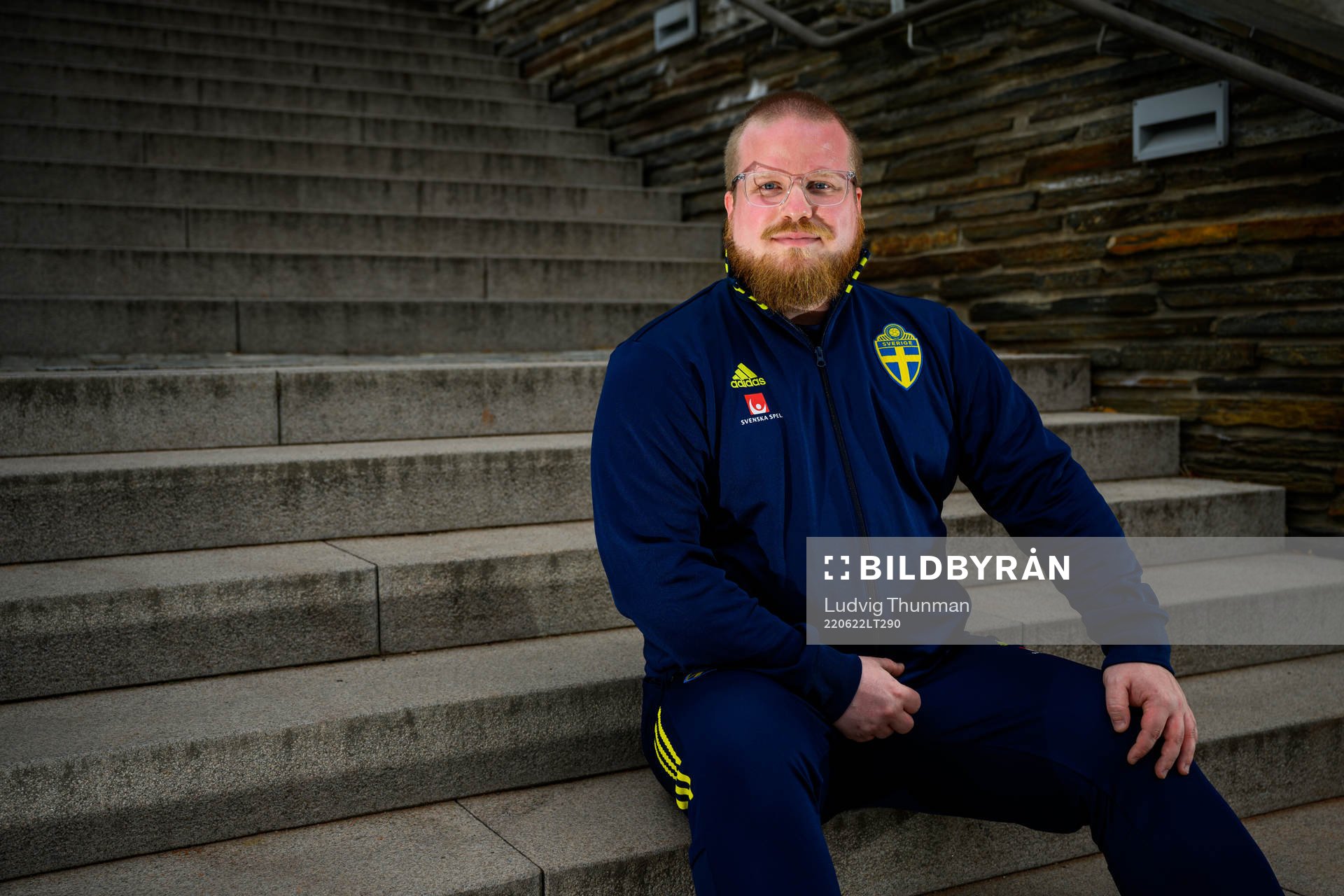 Anders Eriksson, match analyst, poses for a portrait during a photo shoot with the staff of the women's national football team of Sweden on June 22, 2022 in Båstad.