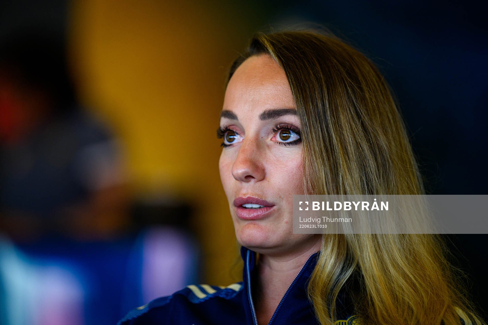 Kosovare Asllani is interviewed by the media