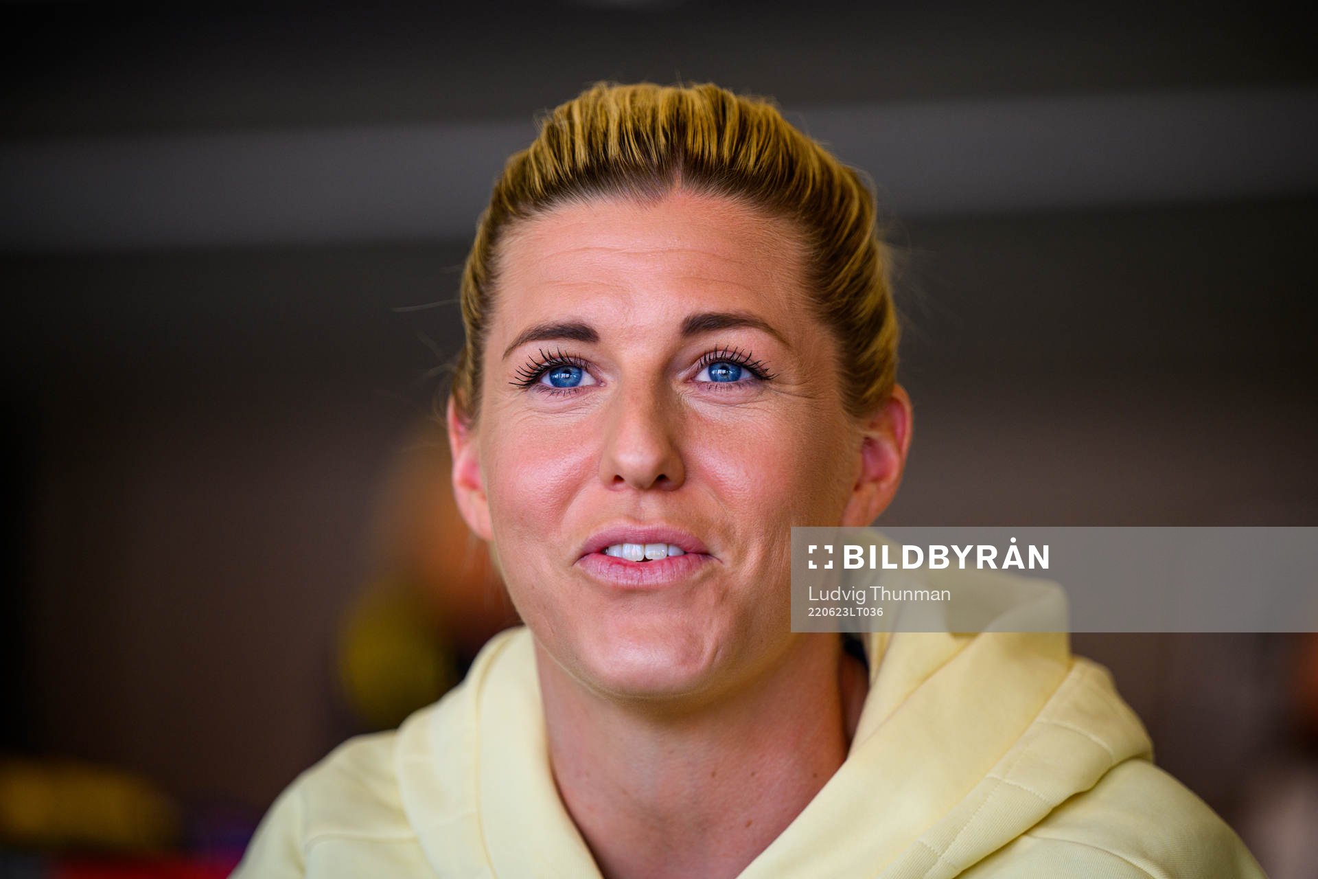 Olivia Schough is interviewed by the media