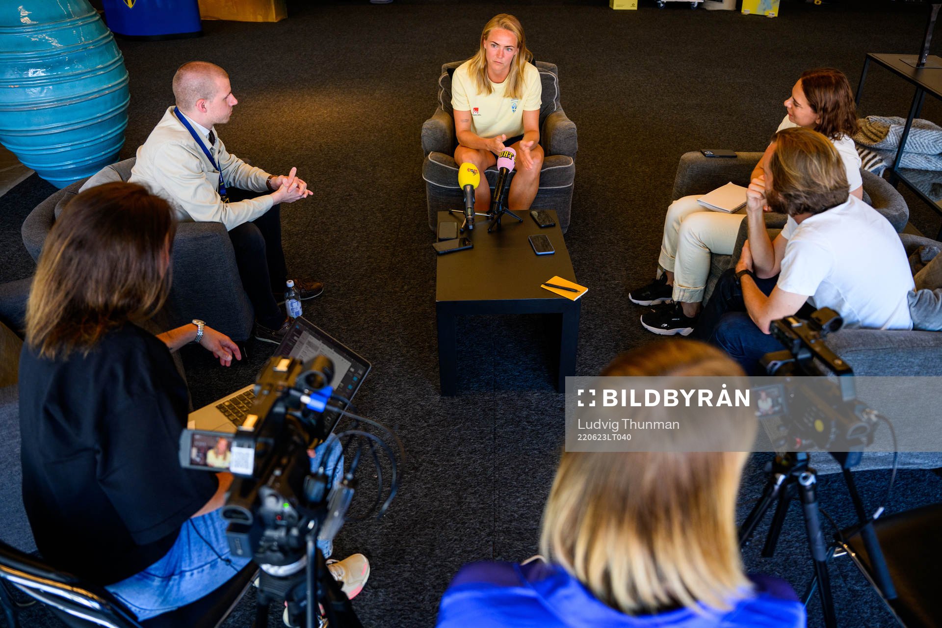 Magdalena Eriksson is interviewed by the media