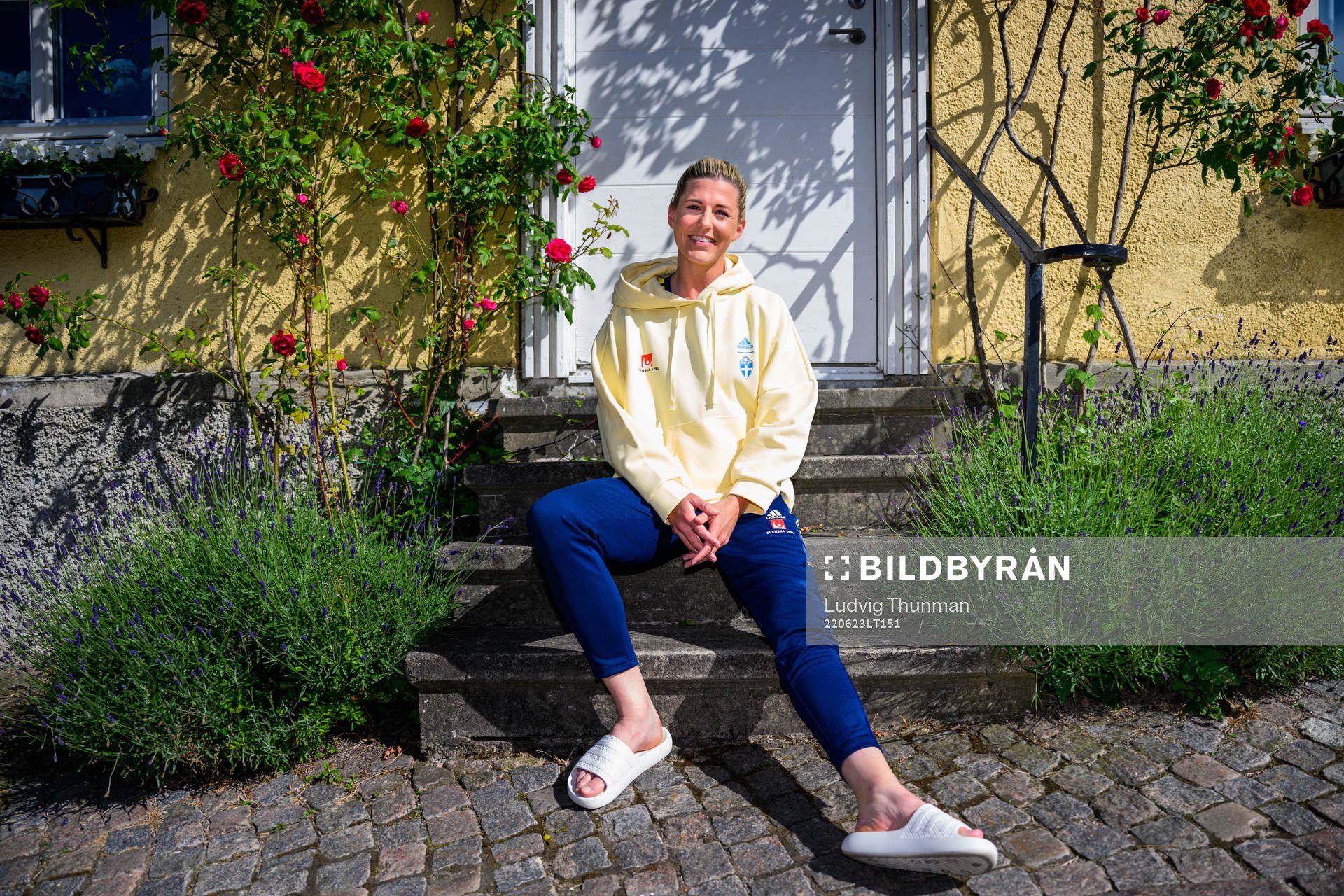 Olivia Schough poses for a portrait during a press event with the women's national football team of Sweden on June 23, 2022 in Båstad. 