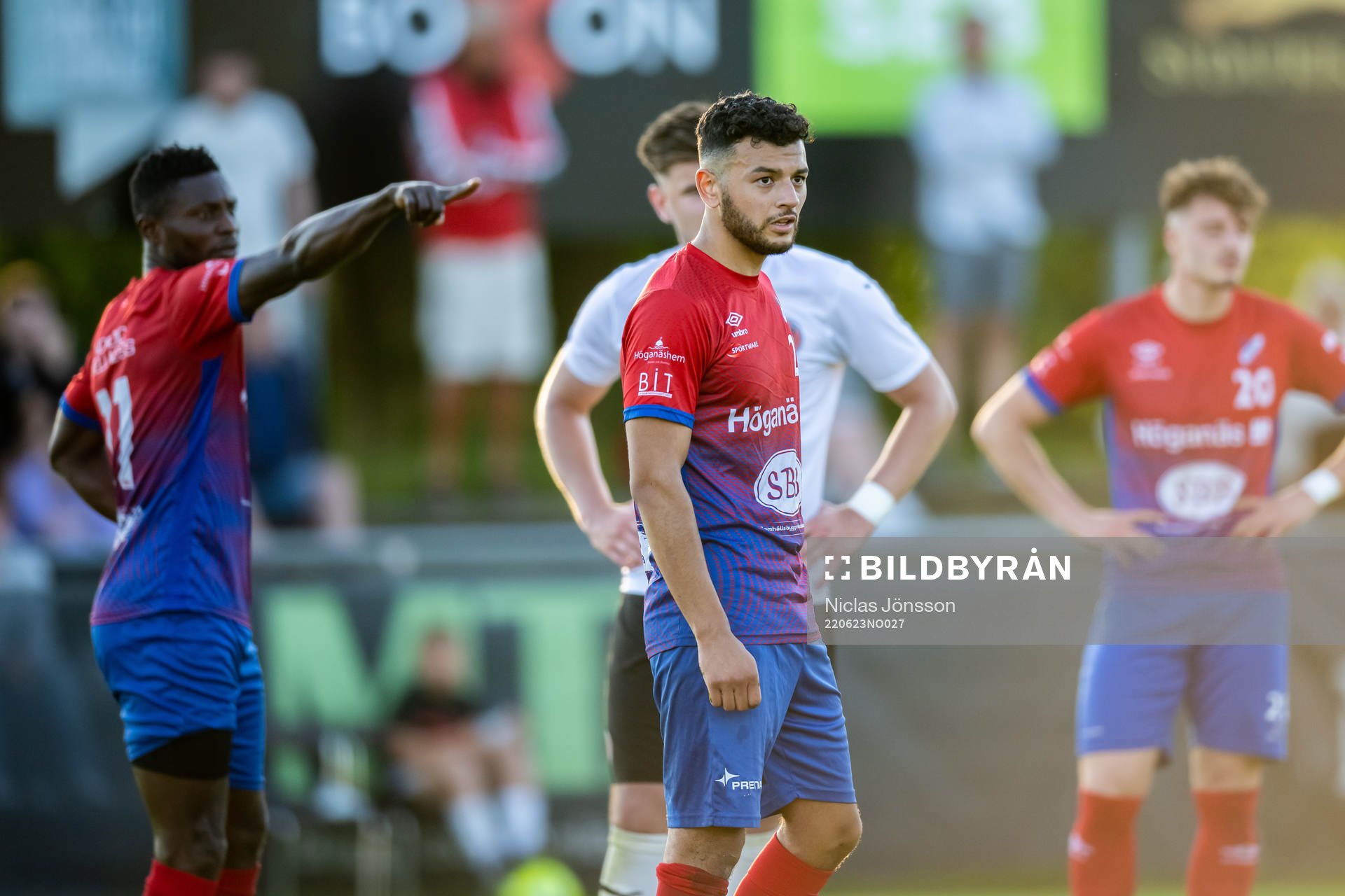 Höganäs Stanley Batres Prado under fotbollsmatchen i Division 2 mellan Hittarp och Höganäs den 23 juni 2022 i Helsingborg. 