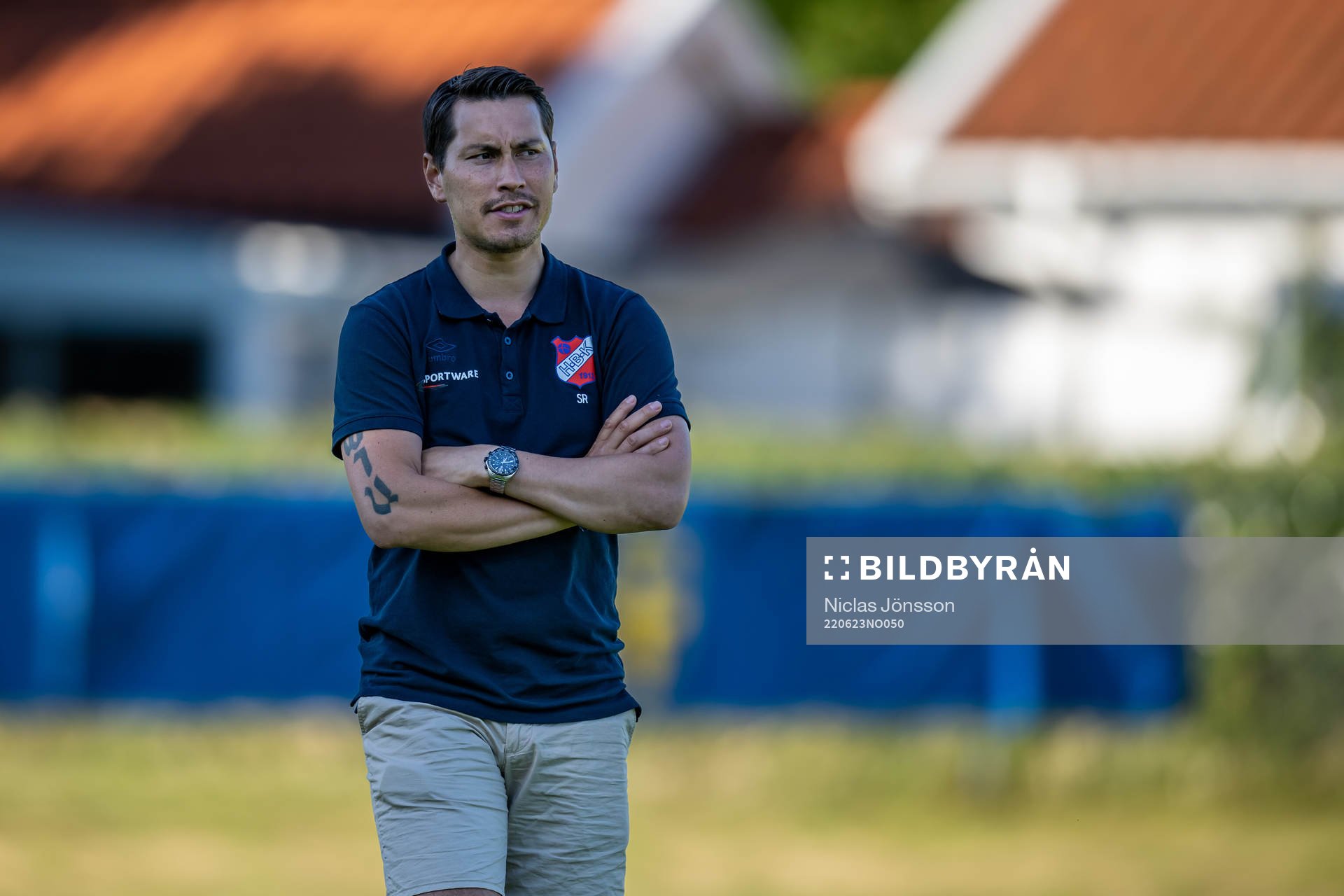 Höganäs Stefan Ramsten under uppvärmningen inför fotbollsmatchen i Division 2 mellan Hittarp och Höganäs den 23 juni 2022 i Helsingborg.