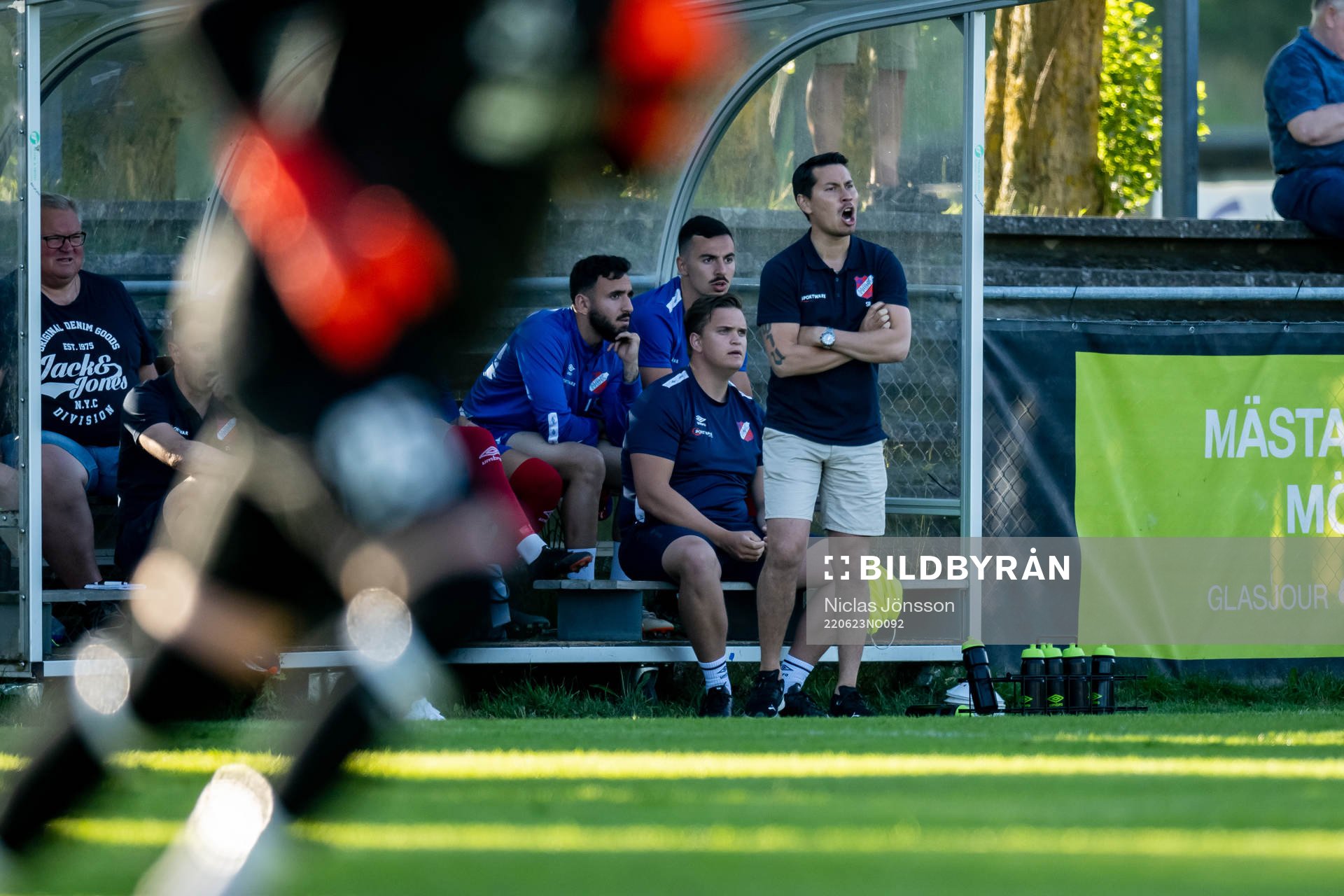 Höganäs Stefan Ramsten under fotbollsmatchen i Division 2 mellan Hittarp och Höganäs den 23 juni 2022 i Helsingborg. 