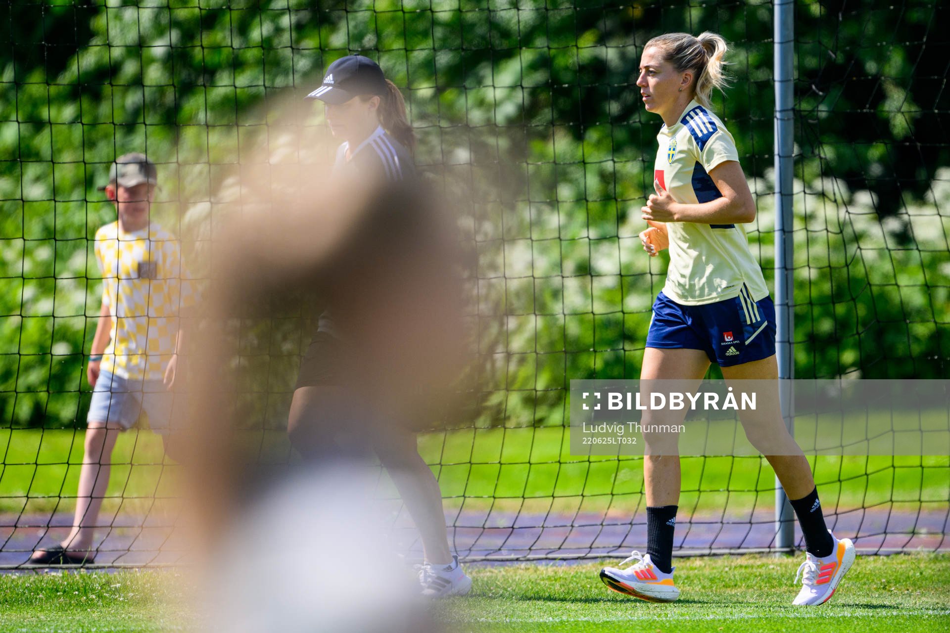 Linda Sembrant does rehab during a training session with the women's national football team of Sweden on June 25, 2022 in Båstad. 