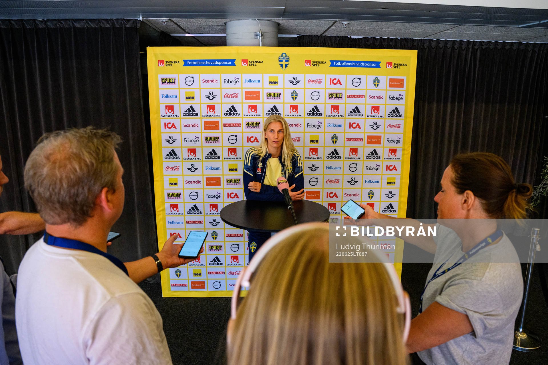 Sofia Jakobsson is interviewed by the media
