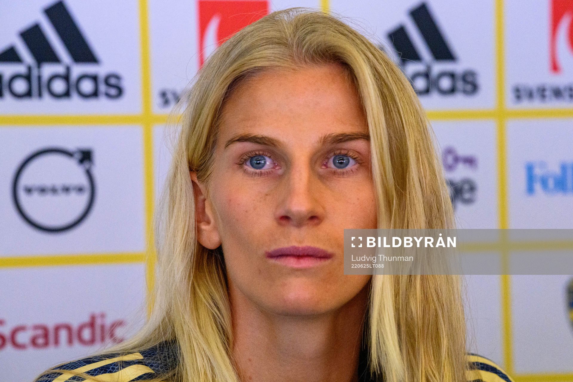 Sofia Jakobsson is interviewed by the media