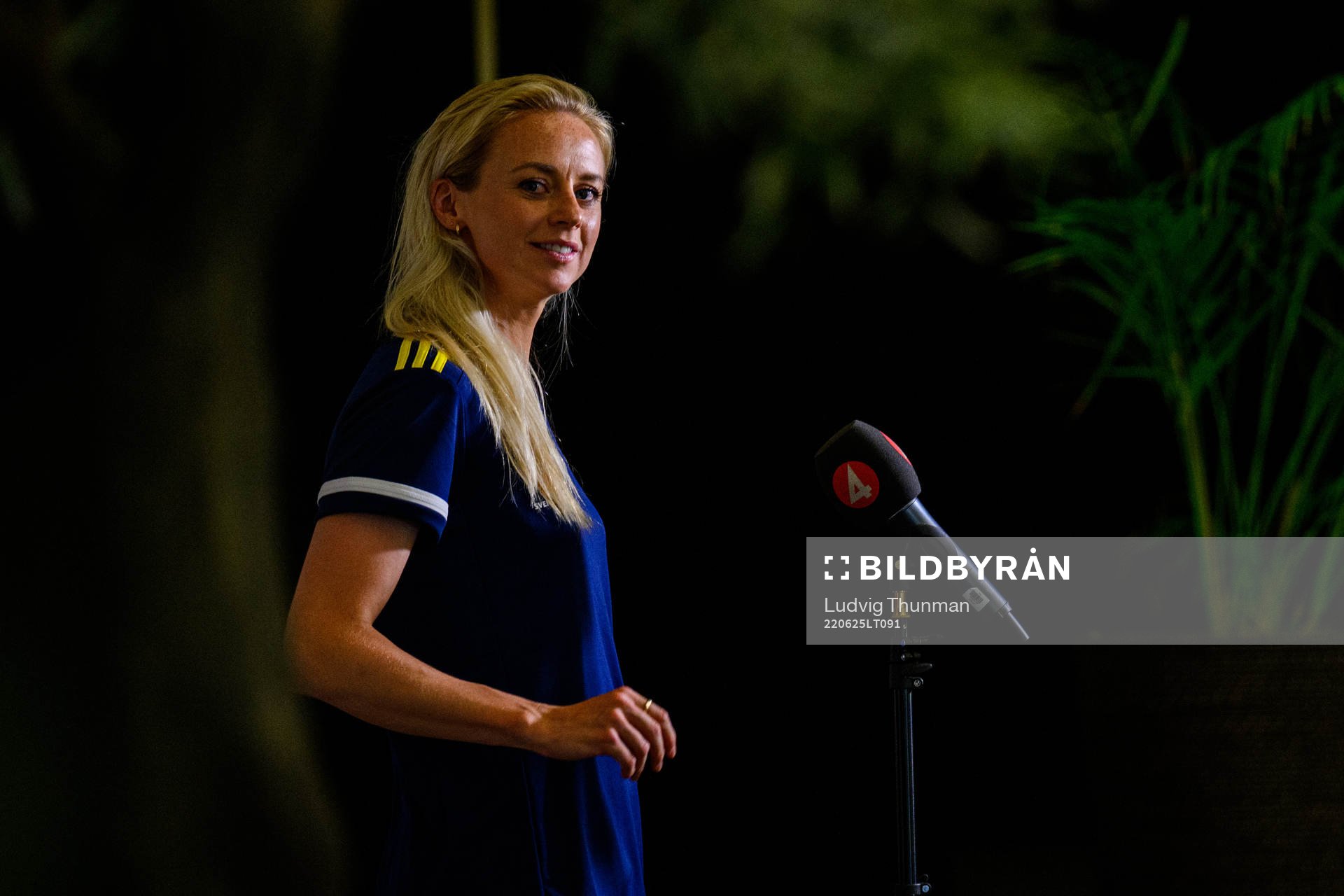 Amanda Ilestedt is interviewed by the media