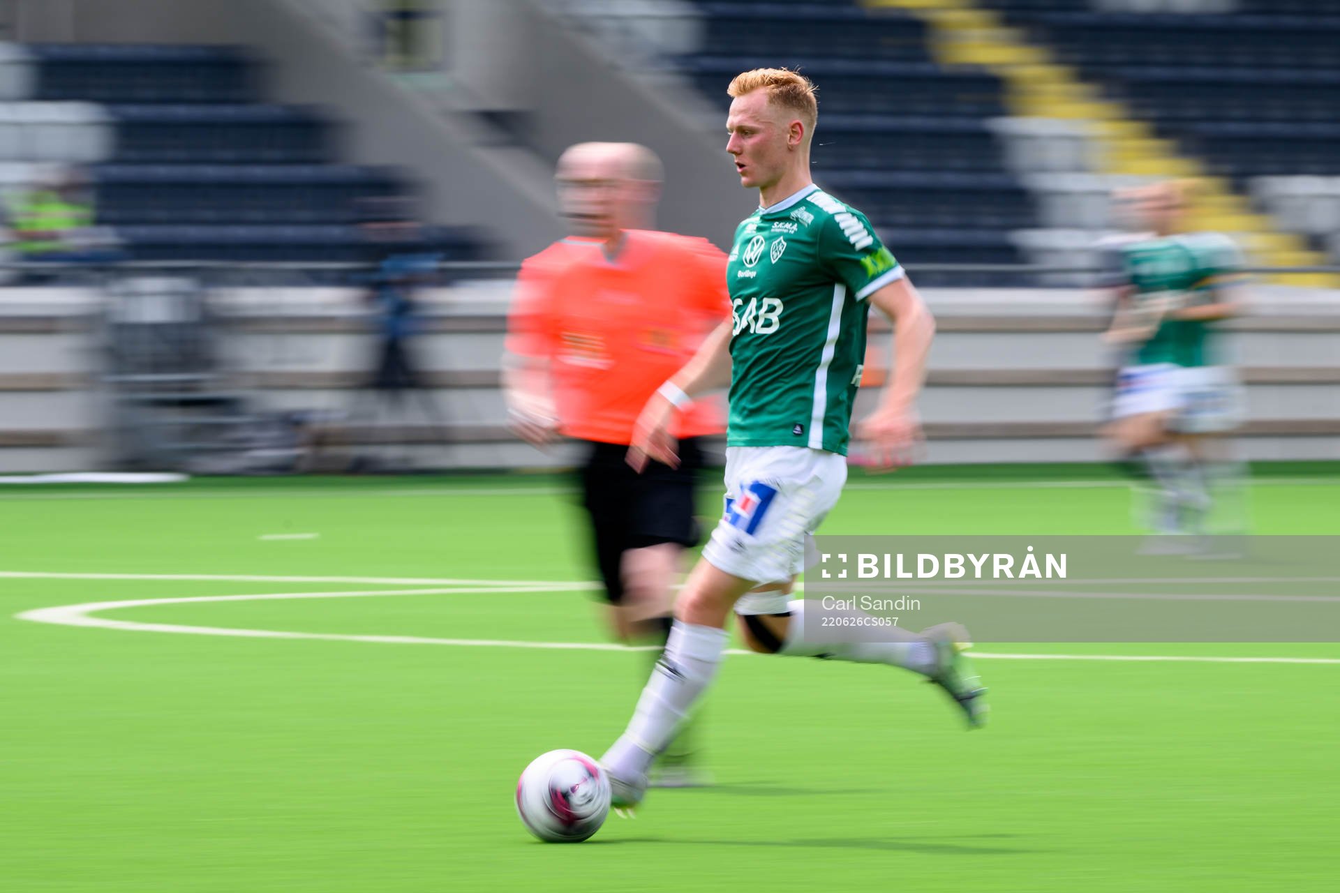 Brages Christopher Redenstrand under fotbollsmatchen i Superettan mellan Utsikten och Brage den 26 juni 2022 i Göteborg. 