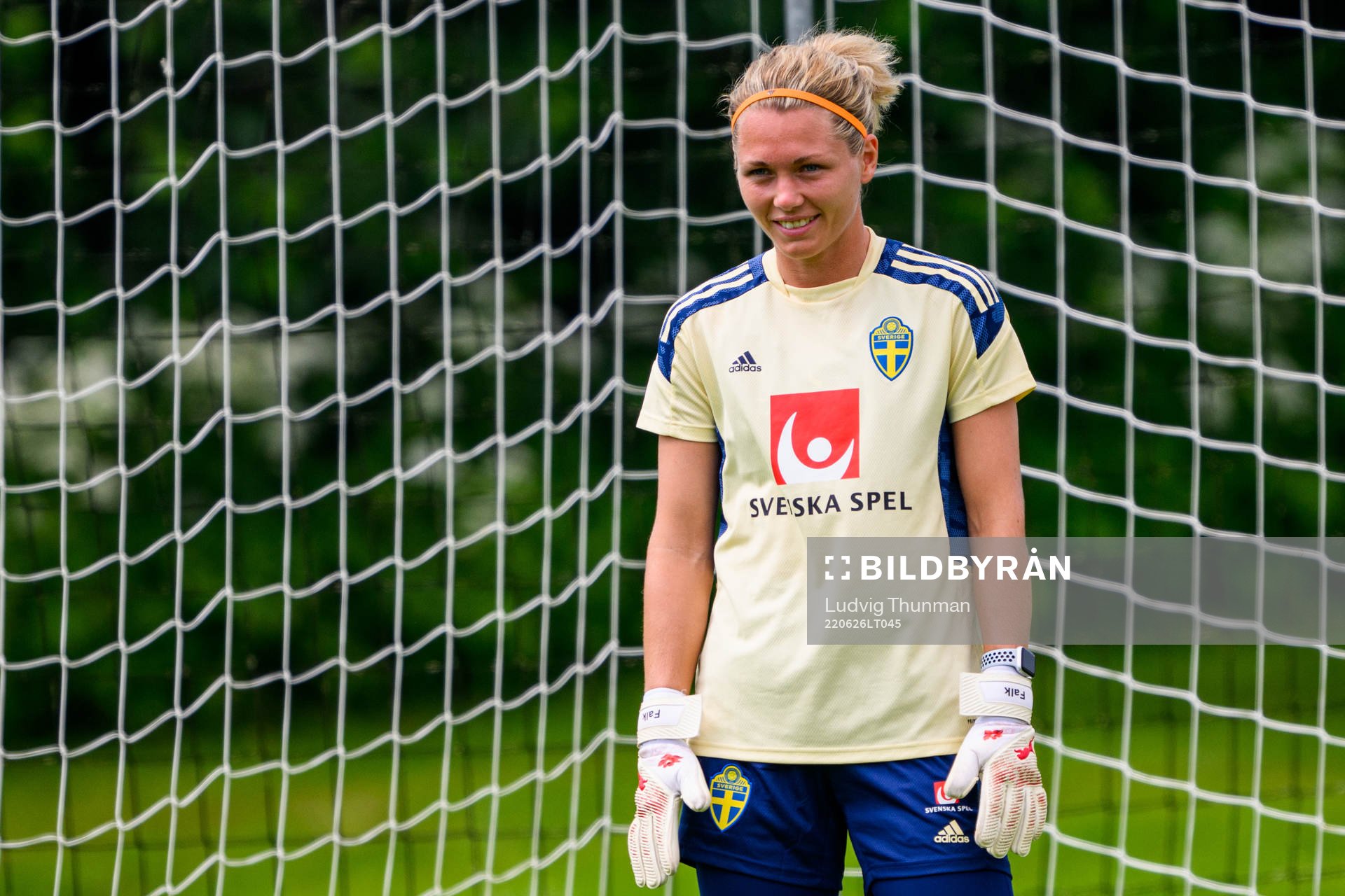 Goalkeeper Jennifer Falk during a training session with the women's national football team of Sweden on June 26, 2022 in Båstad. 