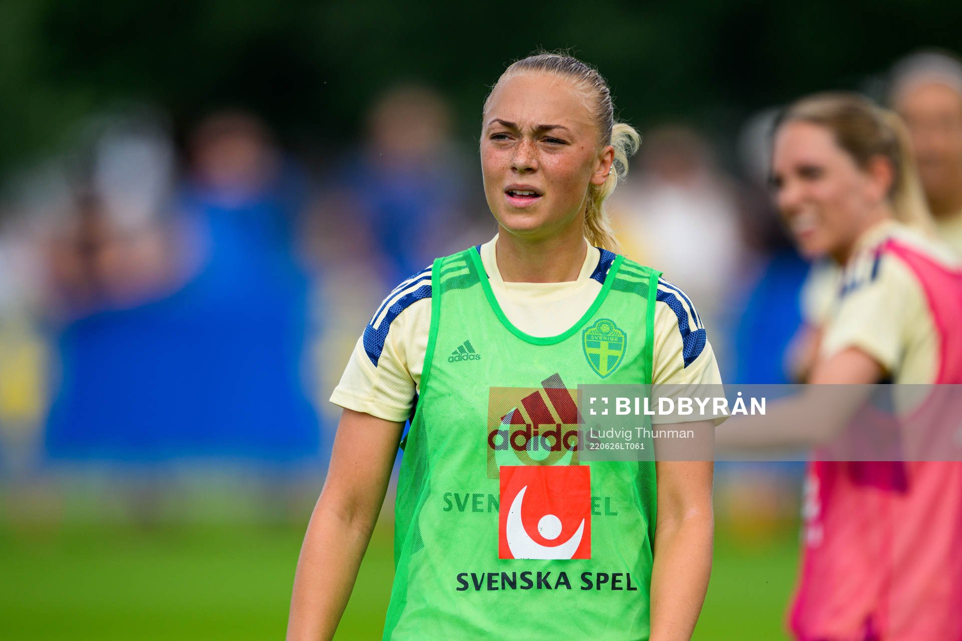 Hanna Bennison during a training session with the women's national football team of Sweden on June 26, 2022 in Båstad. 