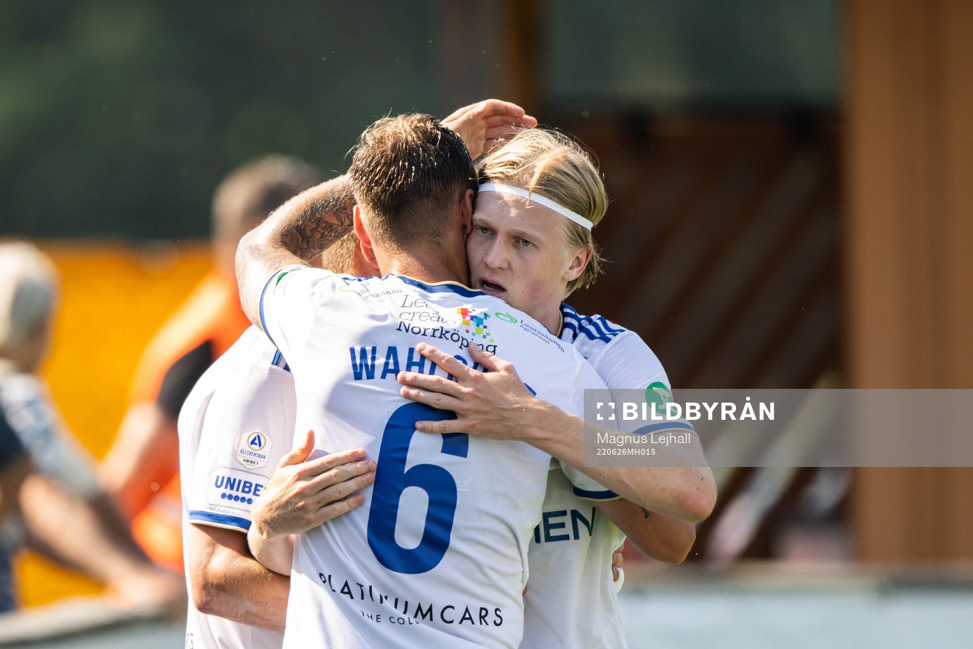 IFK Norrköpings Daniel Fritz Eid jublar efter 0-1 under fotbollsmatchen i Allsvenskan mellan Mjällby och IFK Norrköping den 26 juni 2022 i Hällevik.