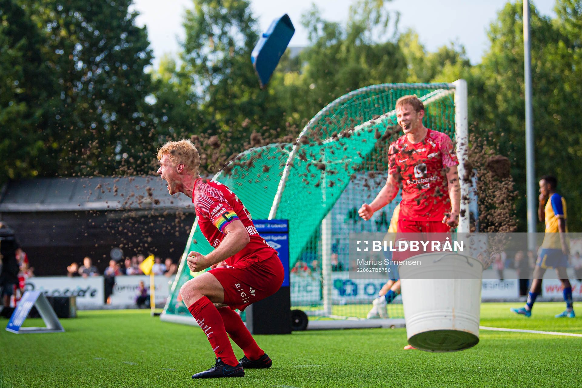 Sivert Heltne Nilsen of Brann celebrates after scoring the 0-2 goal during the OBOS-ligaen match between Grorud and Brann on June 27, 2022 in Oslo.