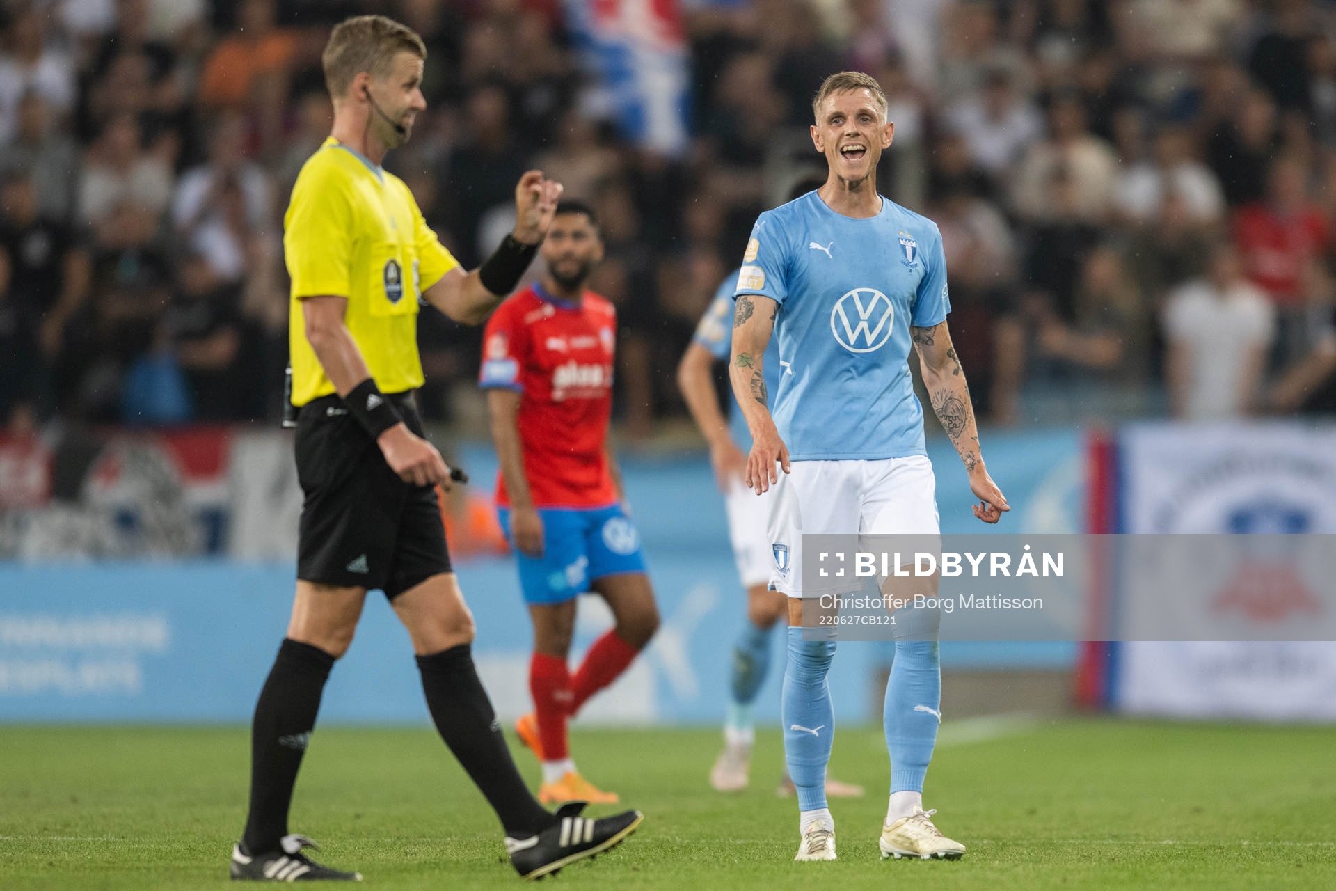 Malmö FFs Sören Rieks under fotbollsmatchen i Allsvenskan mellan Malmö FF och Helsingborg den 27 juni 2022 i Malmö. 