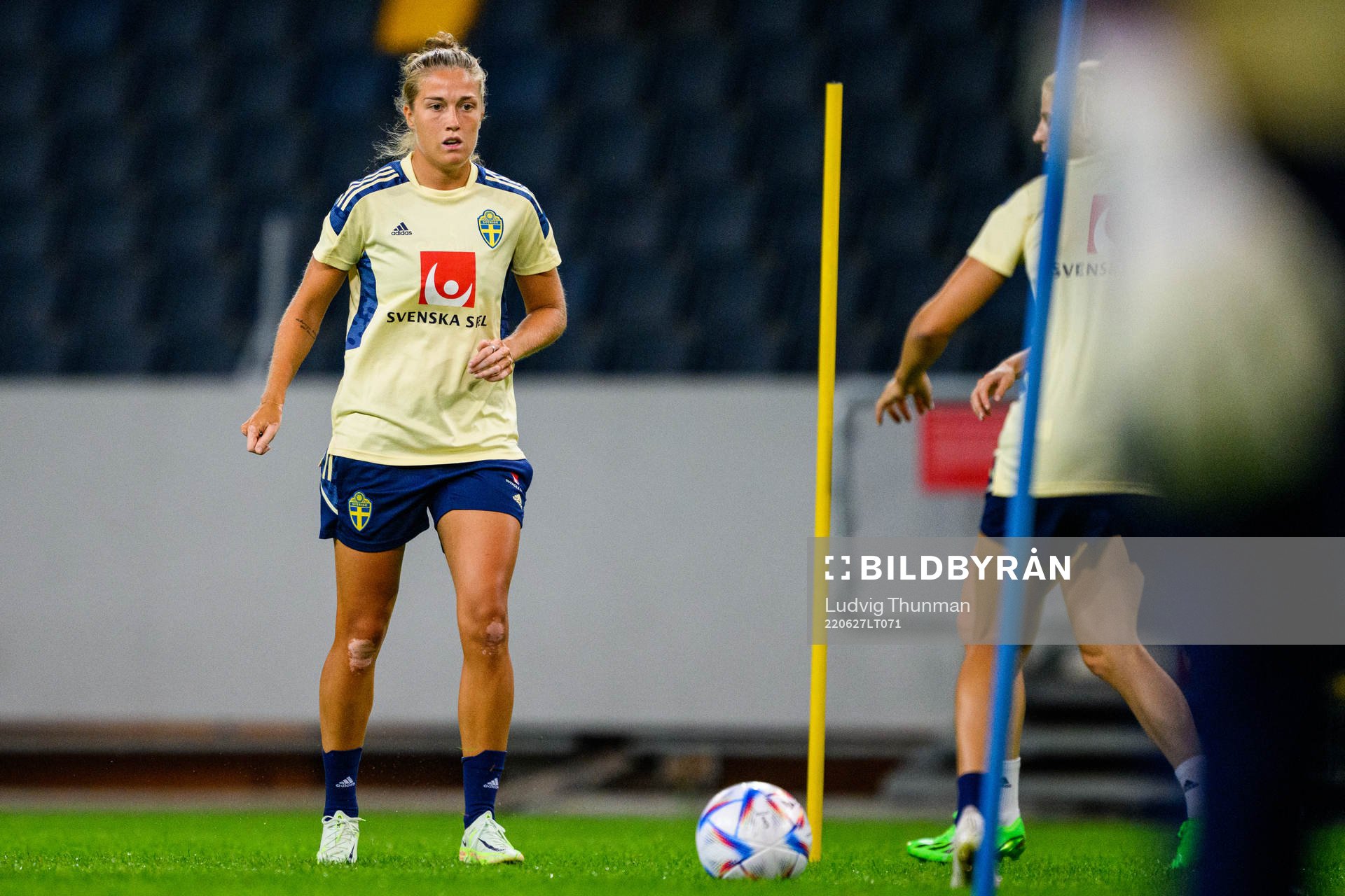 Filippa Angeldahl during a practice and press conference with the women's national football team of Sweden on June 27, 2022 in Stockholm. 