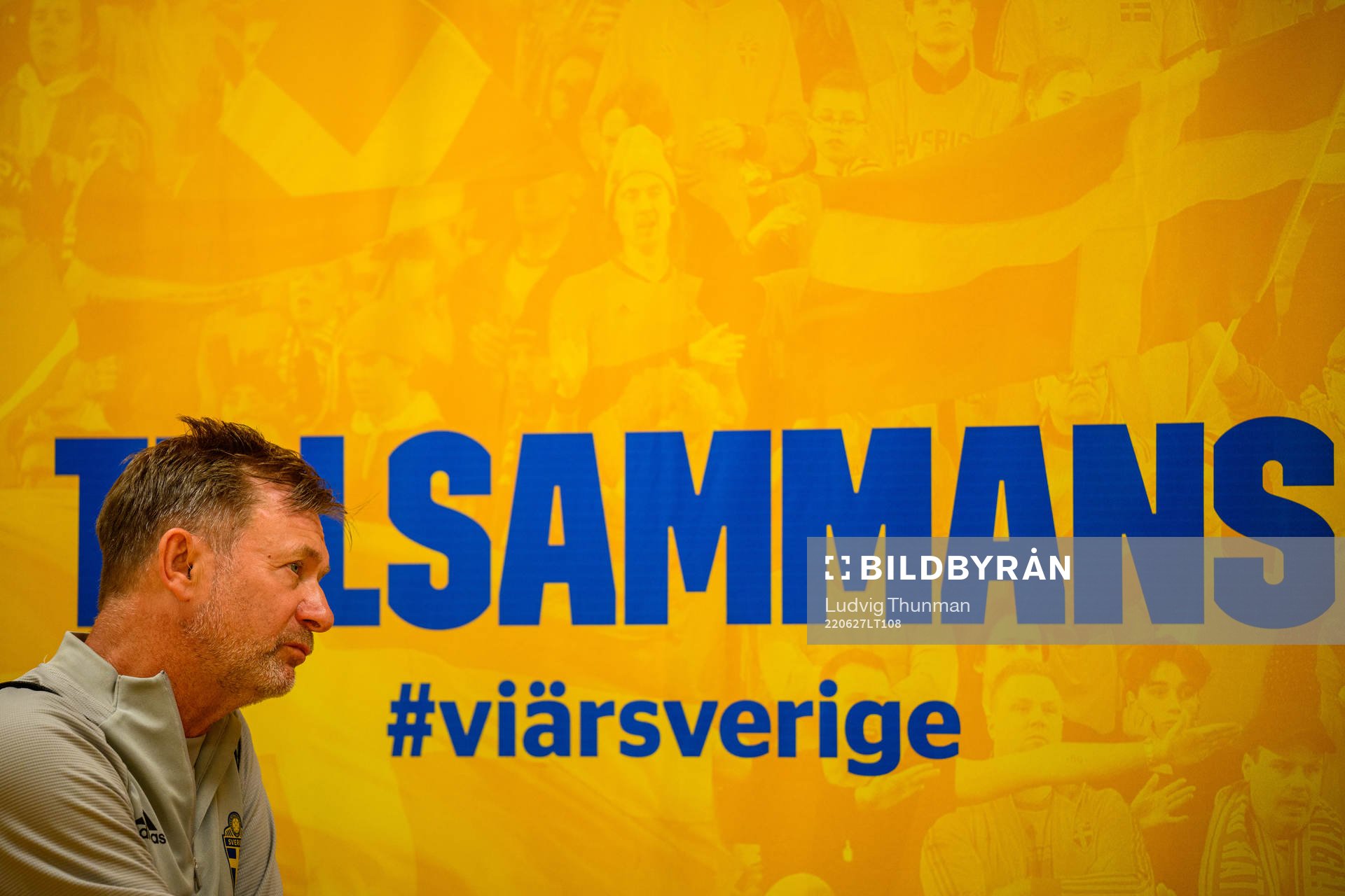 Peter Gerhardsson, head coach is interviewed by the media