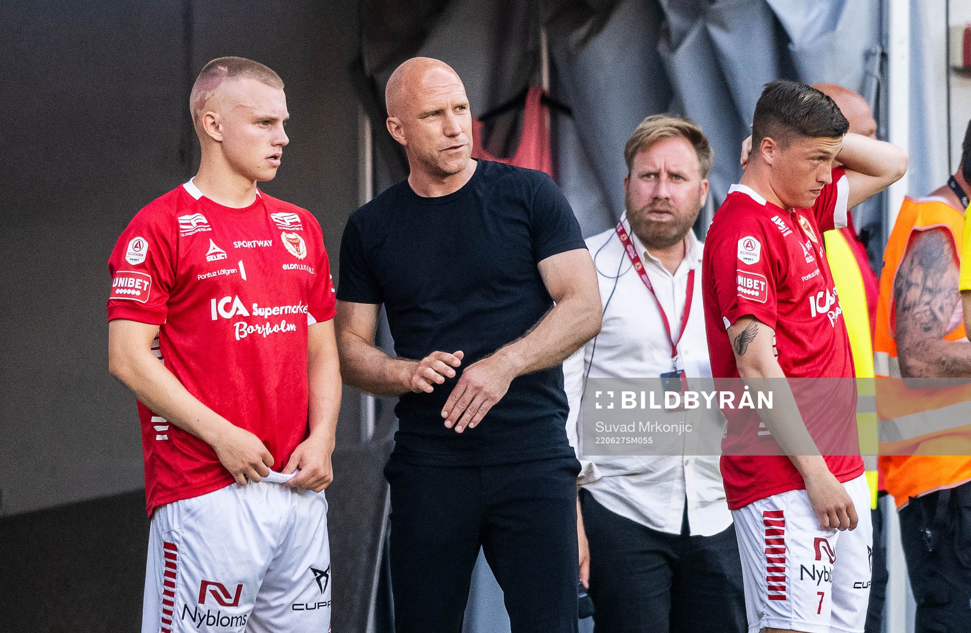 Kalmars Isak Jansson, tränare Henrik Rydström och Kevin