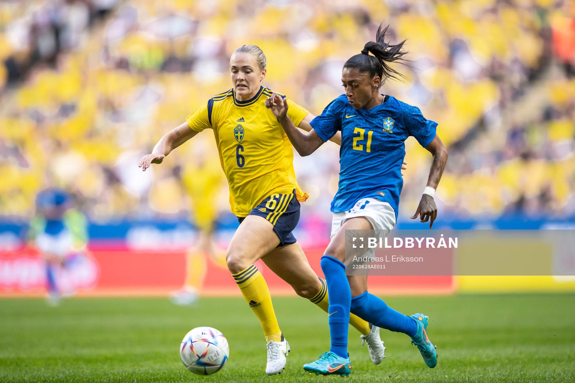 Magdalena Eriksson of Sweden and Kerolin of Brazil