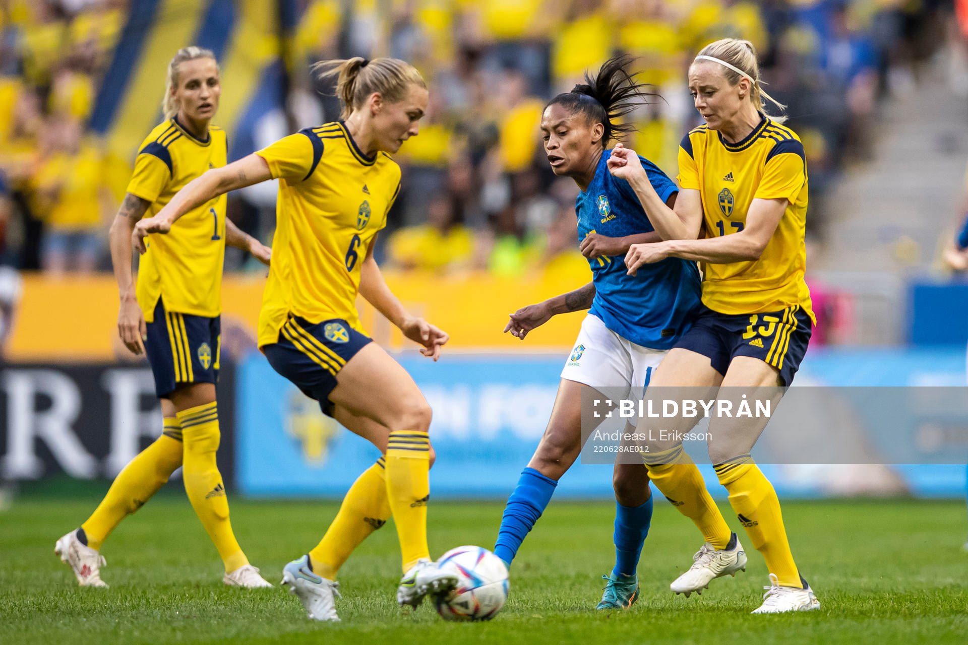 Magdalena Eriksson and Amanda Ilestedt of Sweden against