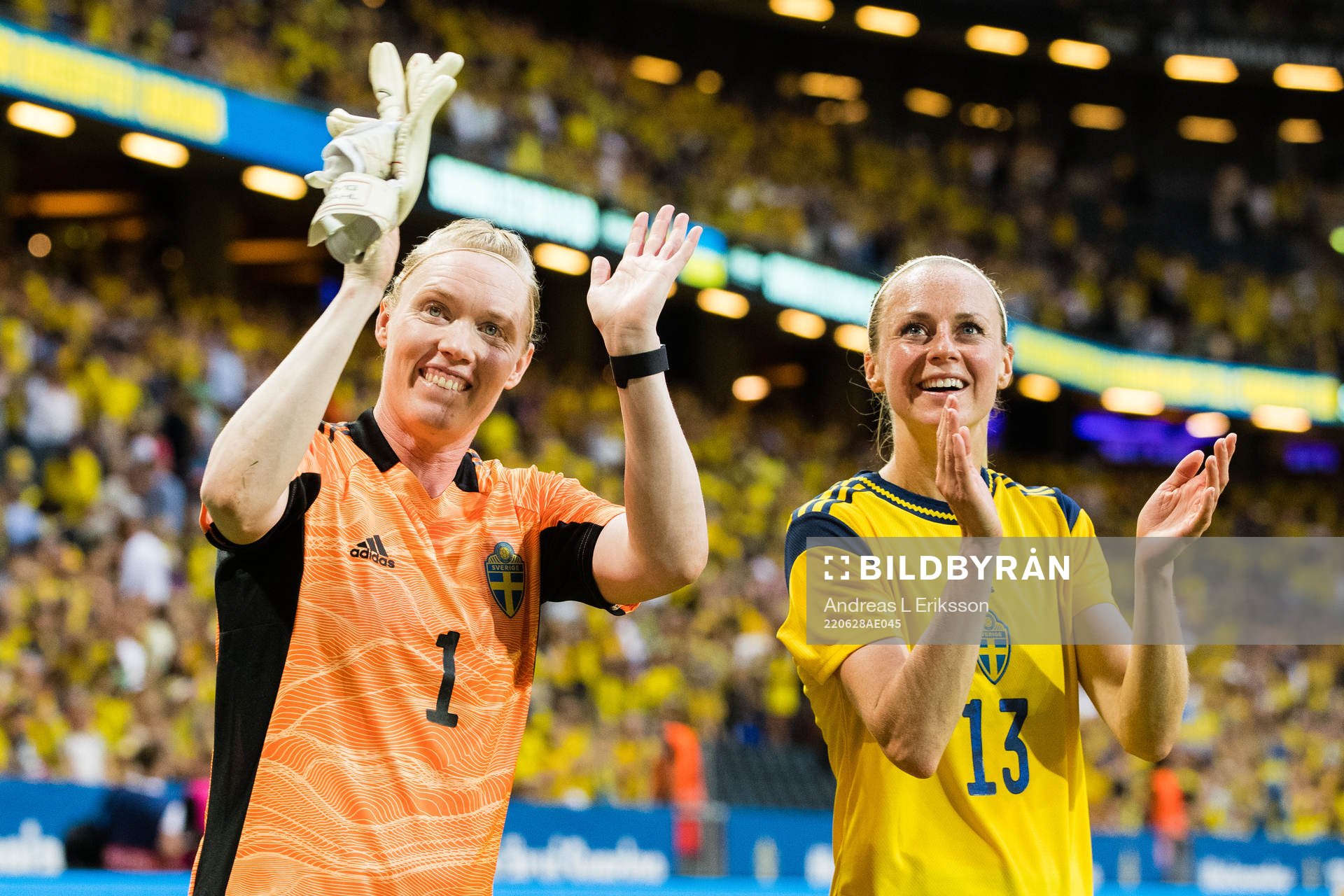 Goalkeeper Hedvig Lindahl and Amanda Ilestedt