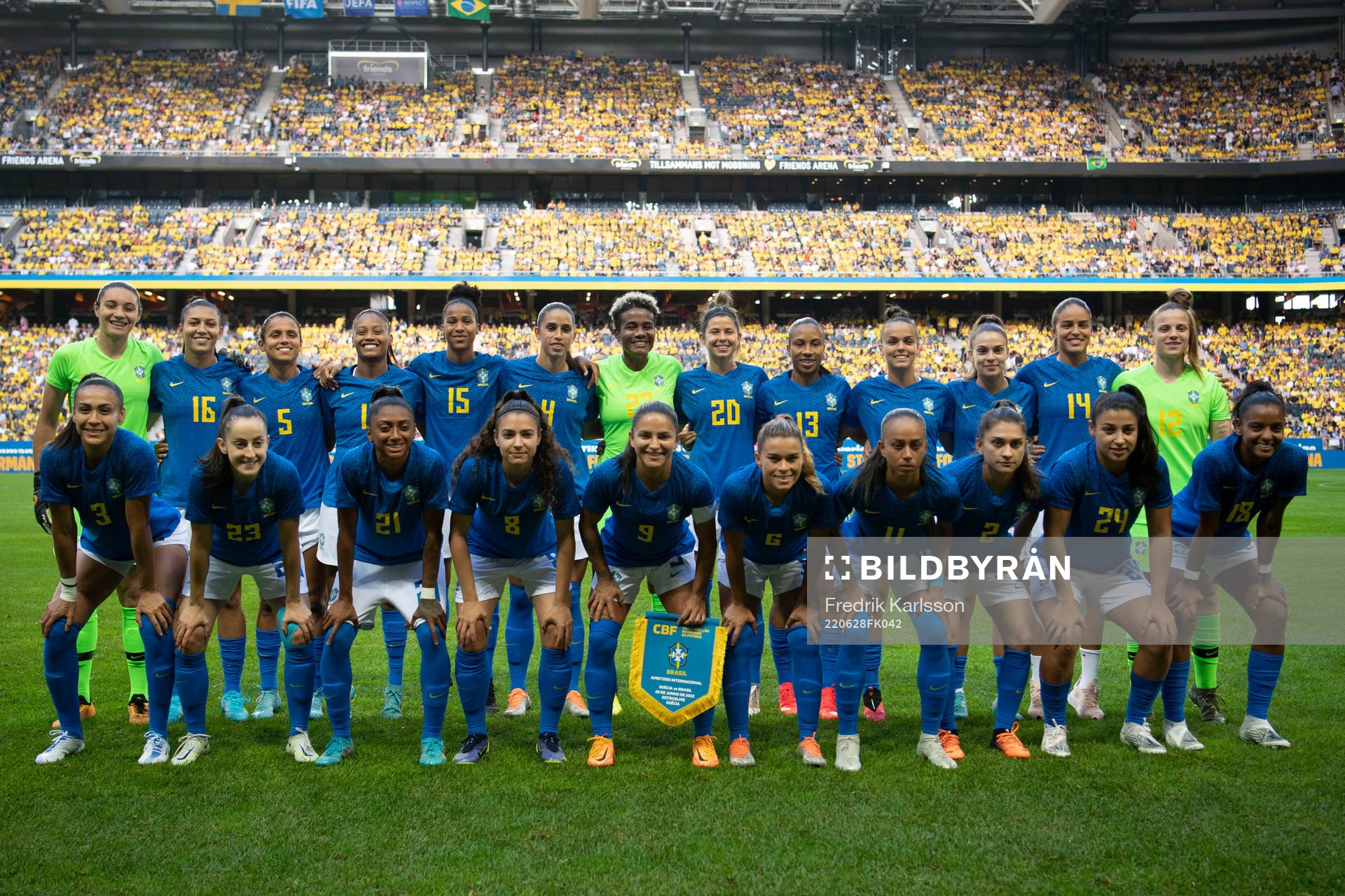 Players of Brazil pose for a picture