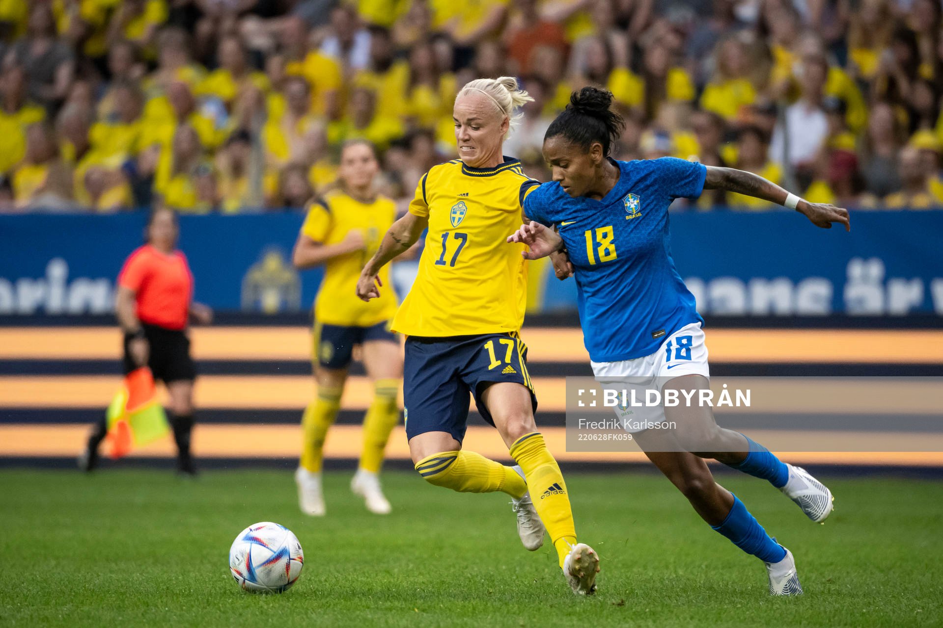 Caroline Seger of Sweden and Geyse of Brazil