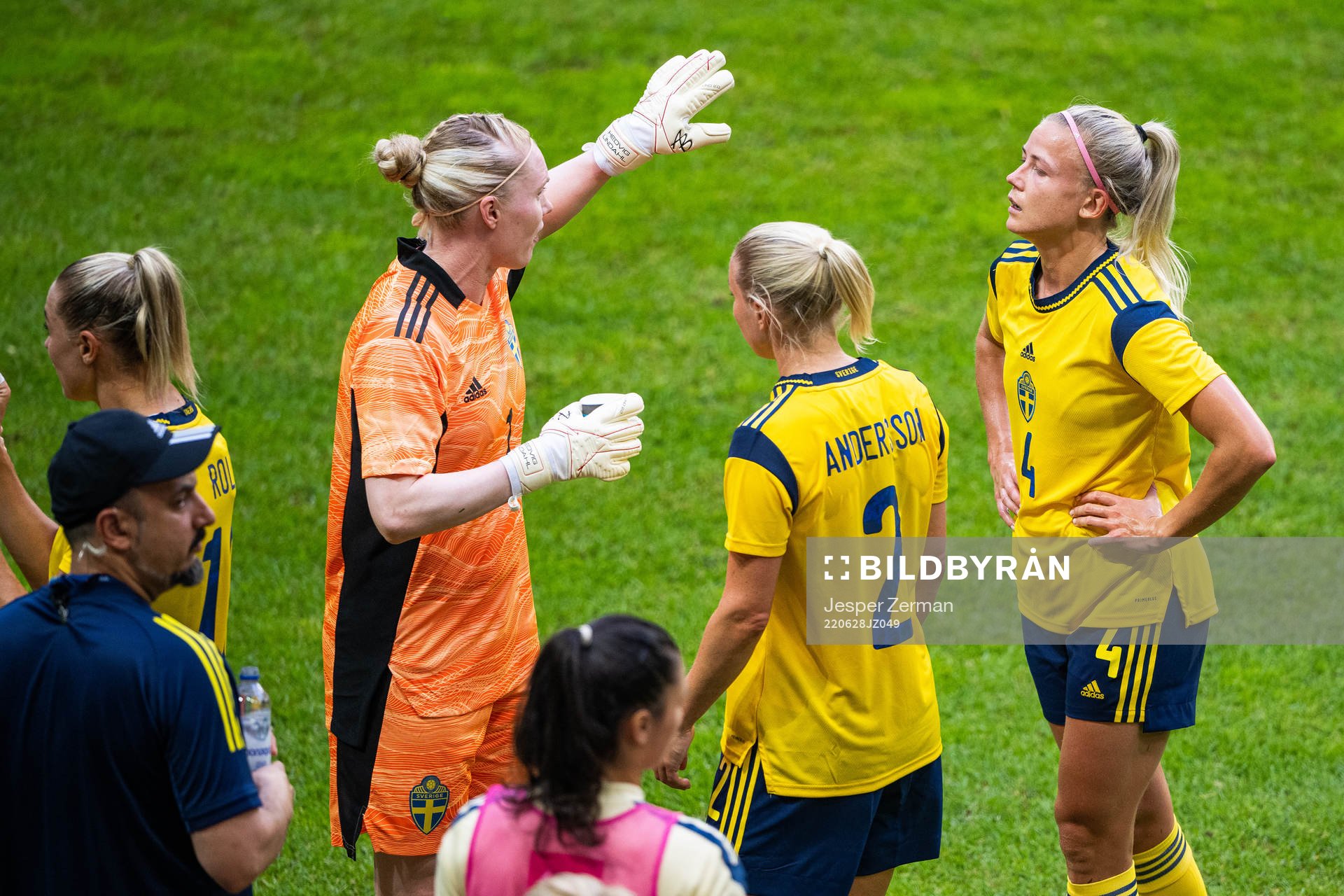 goalkeeper Hedvig Lindahl, Jonna Andersson and Hanna Glas